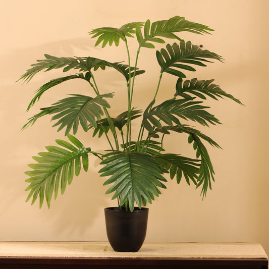 Artificial Potted Areca Palm Plant for Home Décor – Realistic Indoor Plant (With Pot, 2 Feet, 18 Leaves)