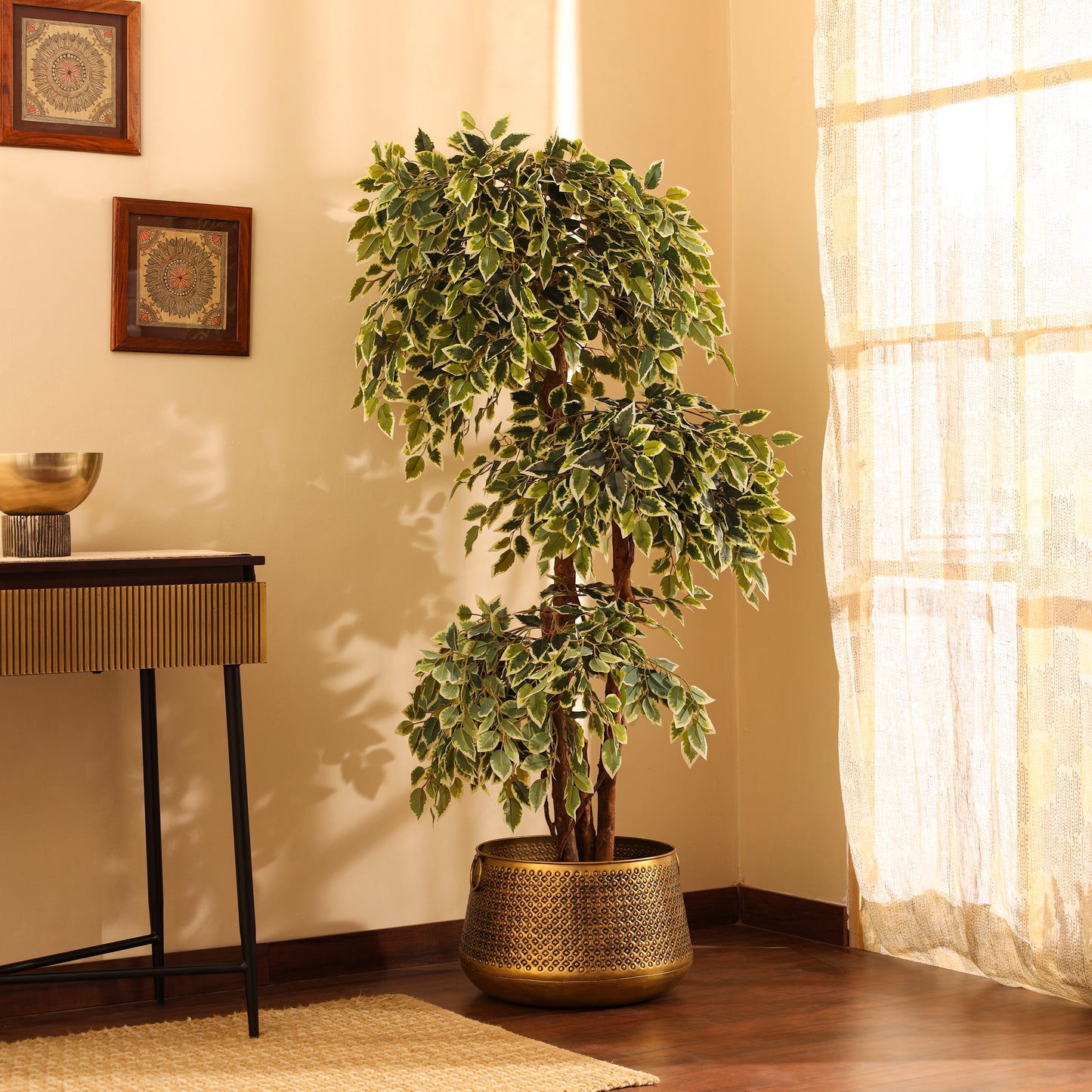 Artificial Variegated Ficus Bonsai – With Pot (5.5 Feet)