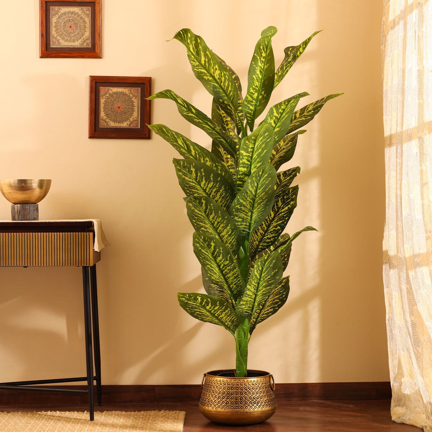 Artificial Dieffenbachia Plant for Home Décor – Realistic Indoor Plant (With Pot, 5.5 Feet)
