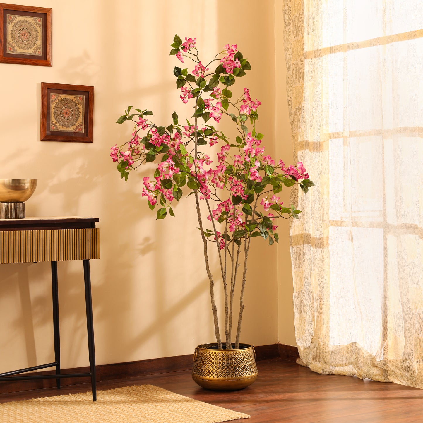 Artificial Bougainvillea Plant for Home Décor – Realistic Indoor Plant (With Pot, 5 Feet)