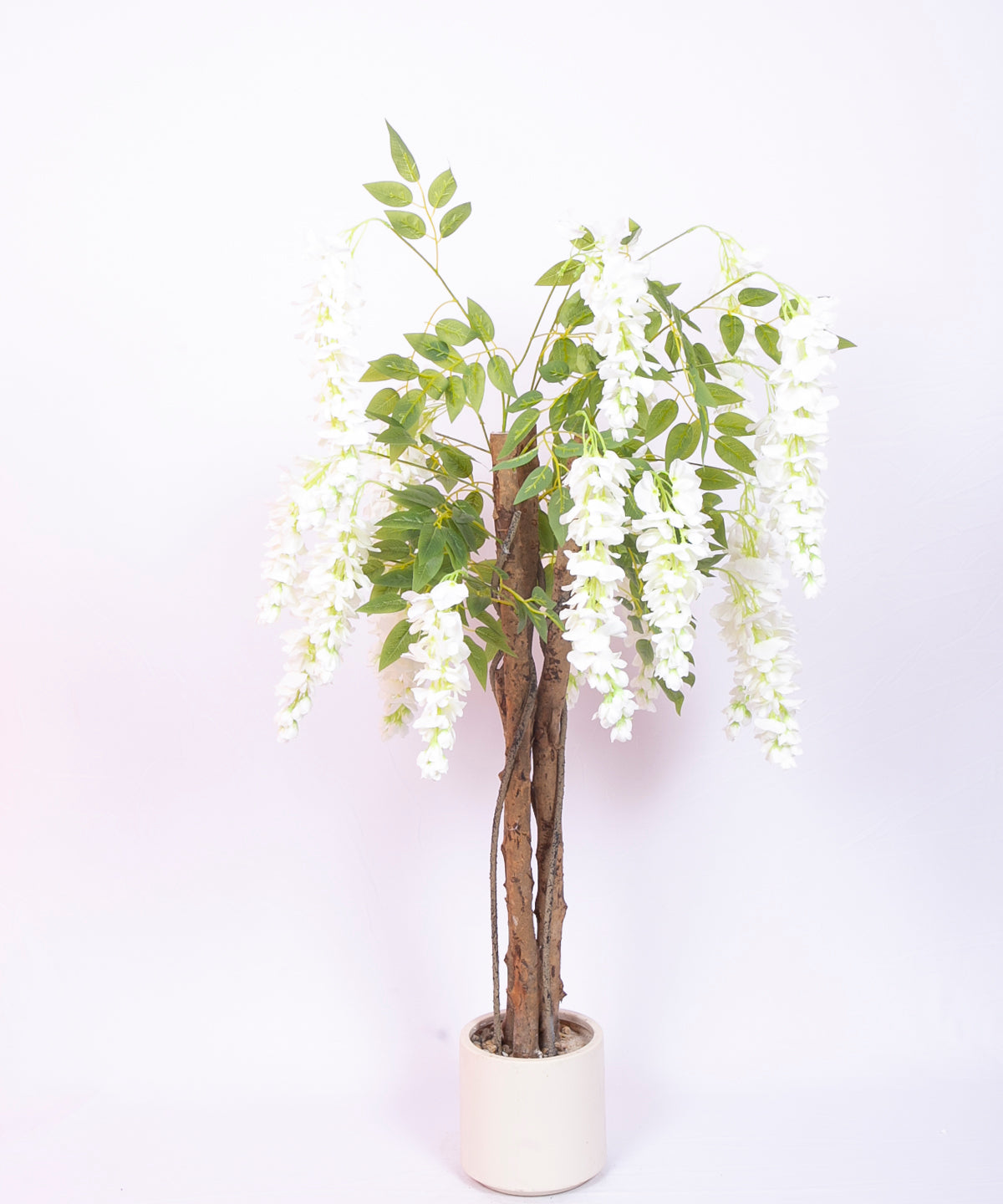 Premium 4 Feet Artificial White Wisteria Flower Plant with Pot - Luxe Faux Plant for Home and Interior Decor for indoor and outdoor use