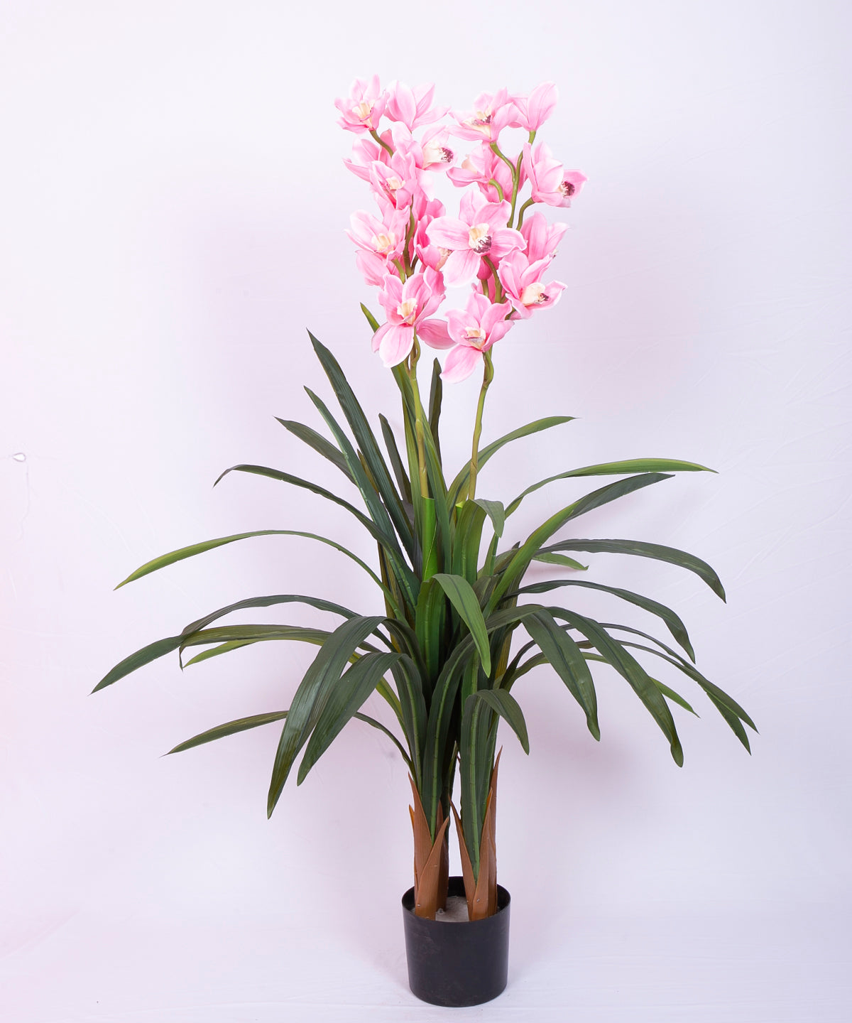 Premium 4 Feet Faux Cymbidium Pink Orchid Flower Plant with Pot- Premium Faux Plant for Interior Decor for indoor and outdoor use