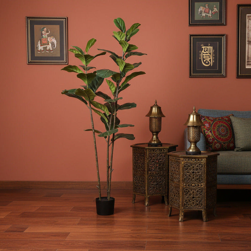 Premium 5 Feet Artificial Fiddle Leaf Fig Plant with Pot- Luxe Faux Plant for Home and Office Decor for indoor and outdoor use