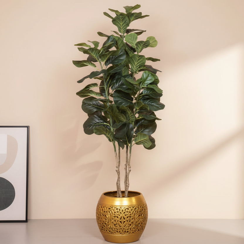 Premium 6 Feet Faux Fiddle Leaf Fig Plant with Pot- Premium Artificial Plant for Home and Office Decor for indoor and outdoor use 