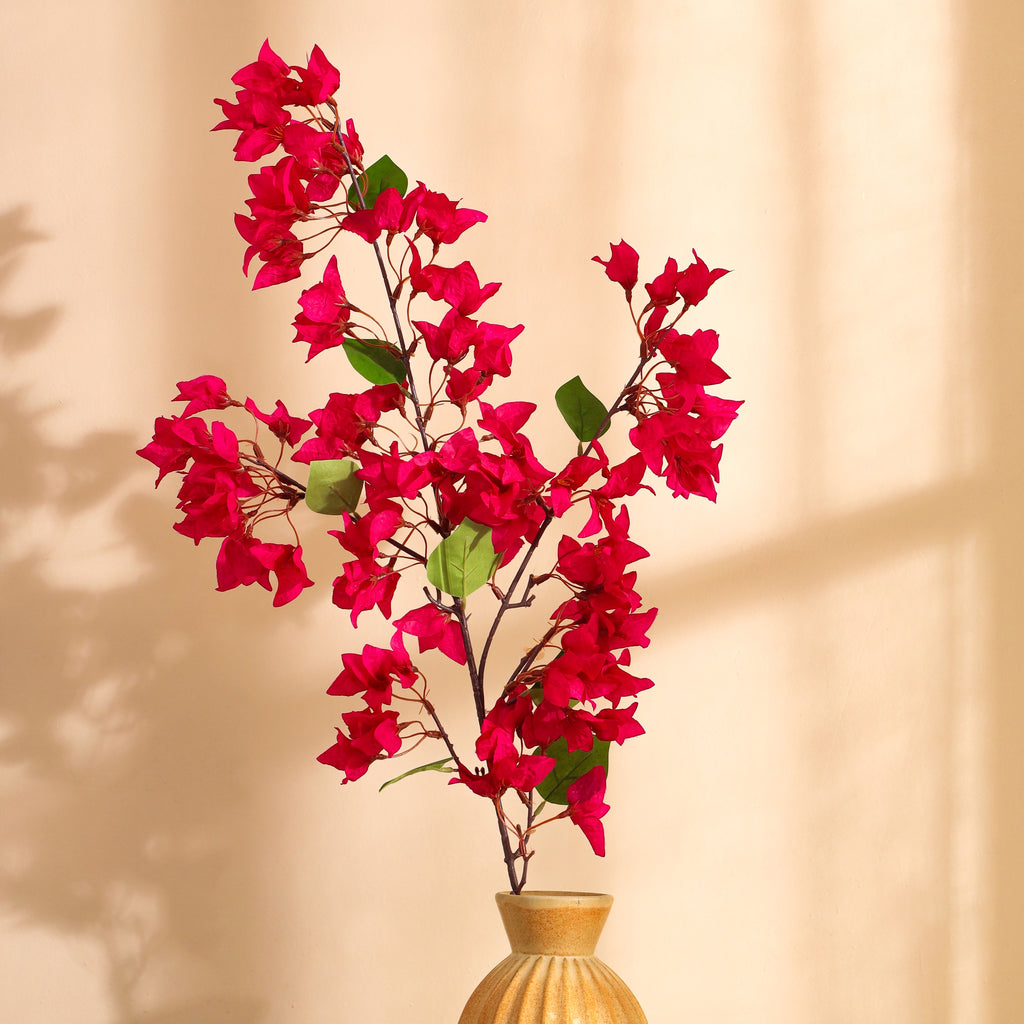 Premium Artificial Pink Bougainvillea flower stick 4 feet for home and office decor for indoor and outdoor use 