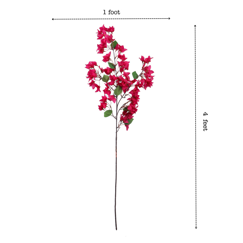 Premium Artificial Pink Bougainvillea flower stick 4 feet for home and office decor for indoor and outdoor use 