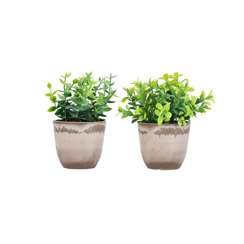 Premium Artificial green potted plants set of 2 0.5 foot for home and office decor for indoor and outdoor use 