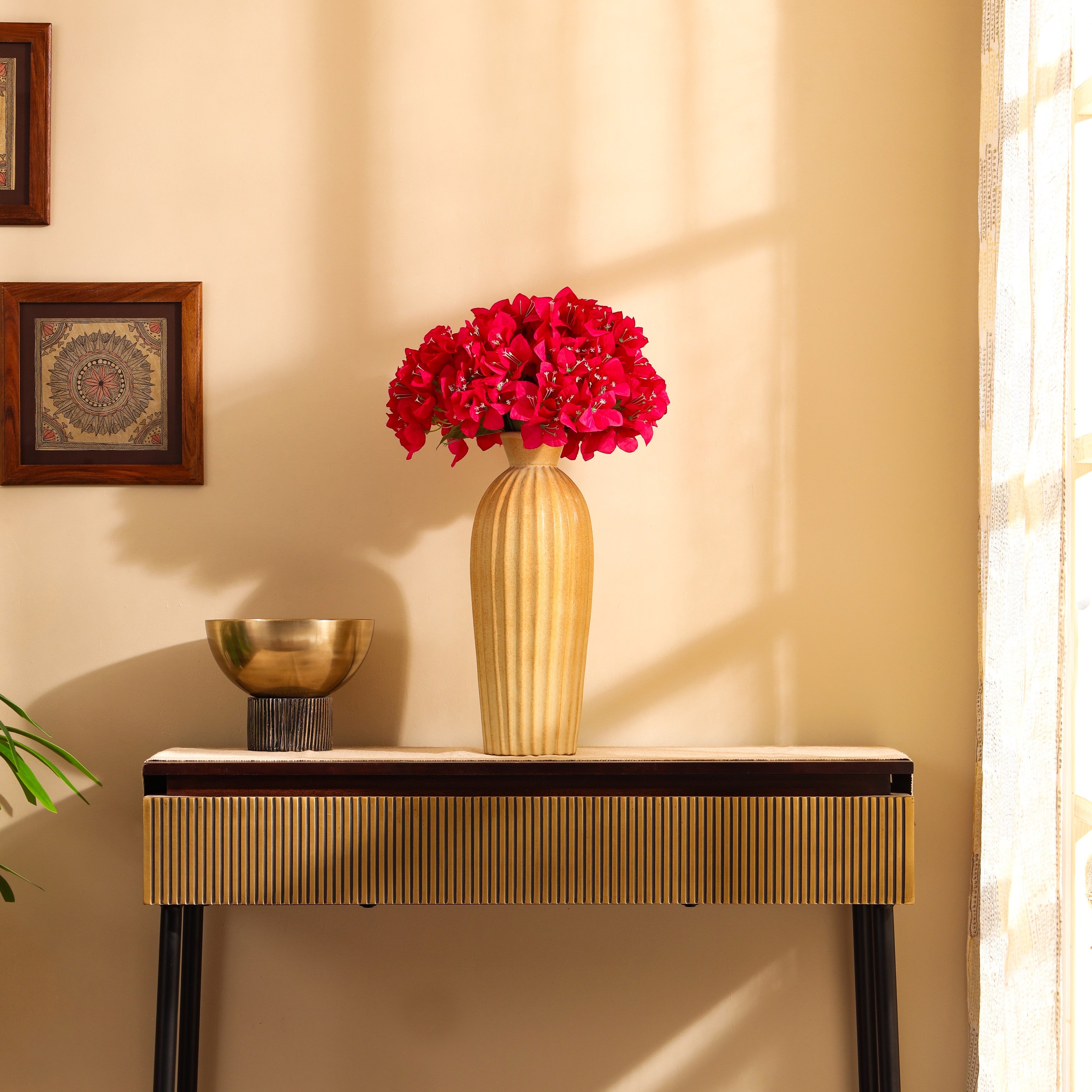 Premium Artificial pink Bougainvillea flower bouquet 1.5 feet set of 2 or home and office decor for indoor and outdoor use 