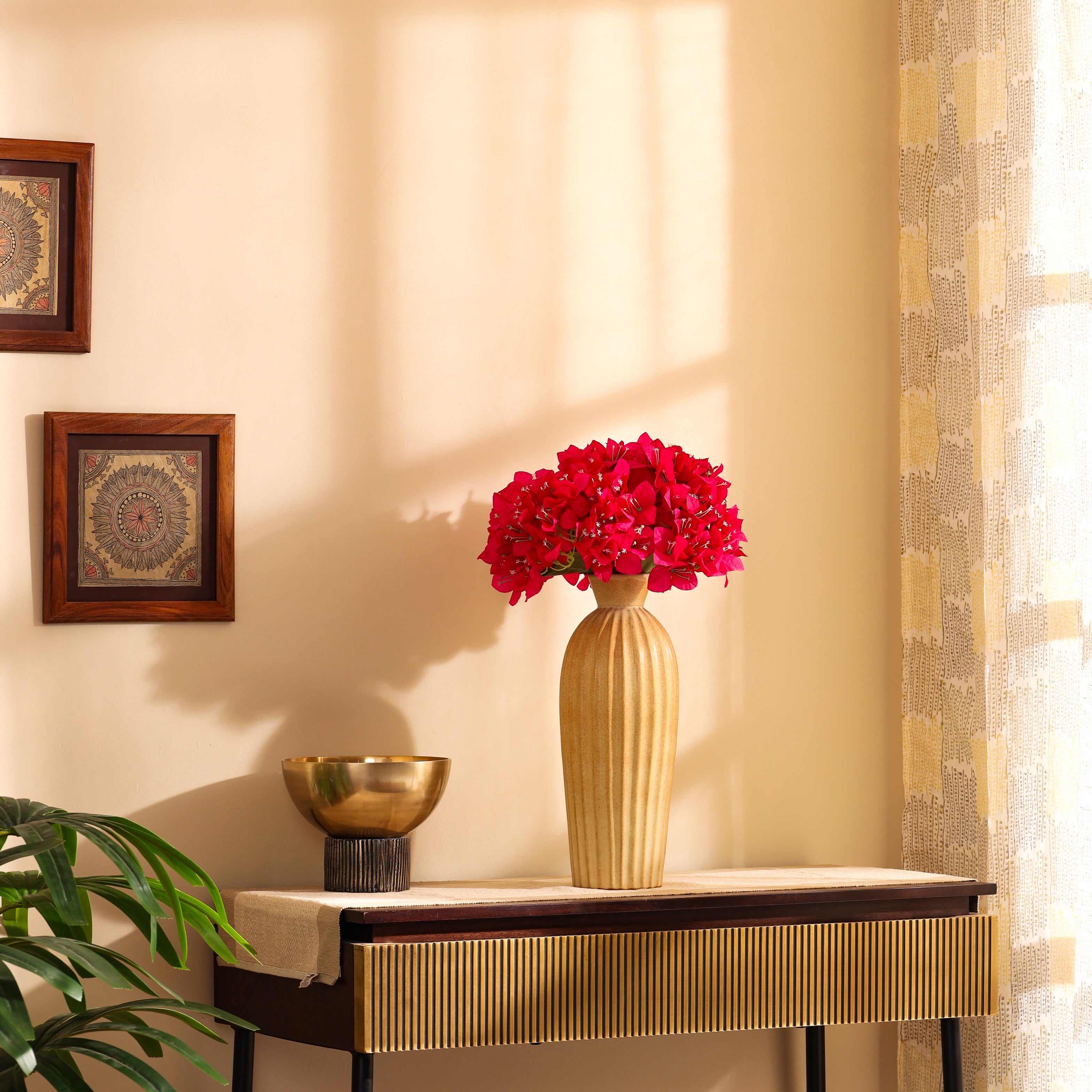 Premium Artificial pink Bougainvillea flower bouquet 1.5 feet set of 2 or home and office decor for indoor and outdoor use 