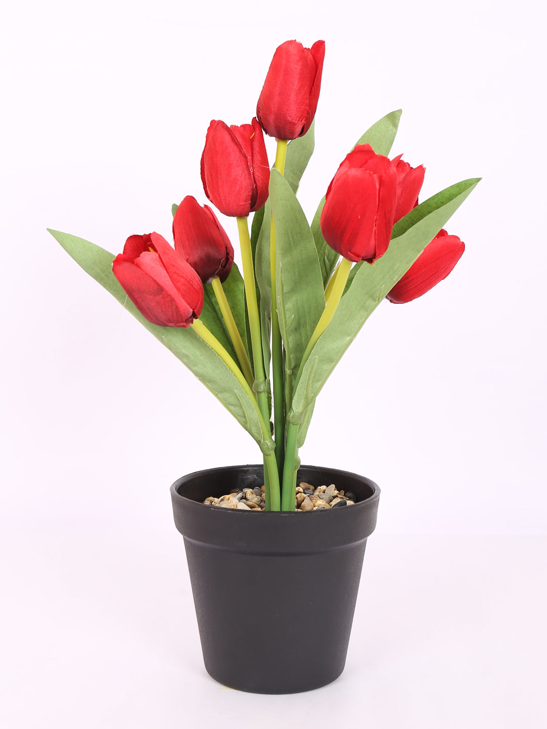 Premium artificial tulip flower potted bonsai plant with pot 32 cm red color for home and office decor for indoor and outdoor use 