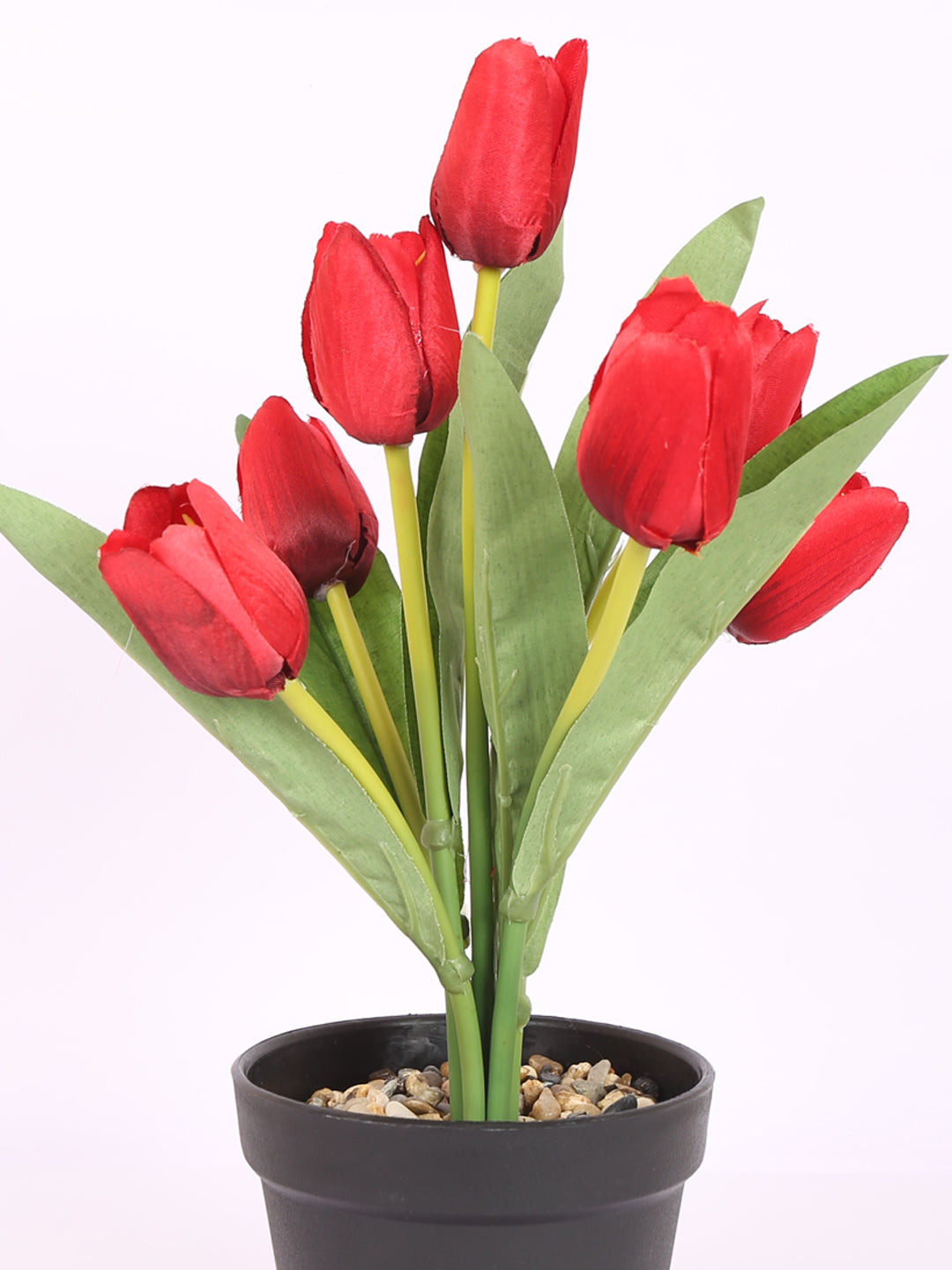 Premium artificial tulip flower potted bonsai plant with pot 32 cm red color for home and office decor for indoor and outdoor use 
