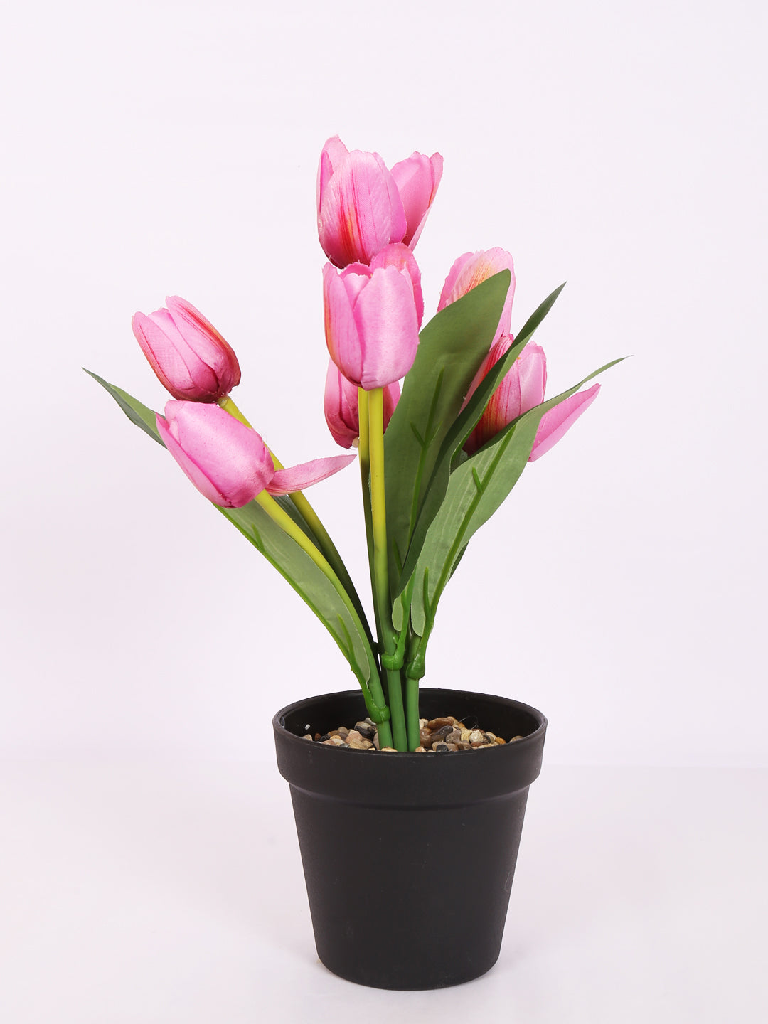 Premium artificial tulip flower potted bonsai plant with pot 32 cm sun red color for home and office decor for indoor and outdoor use 