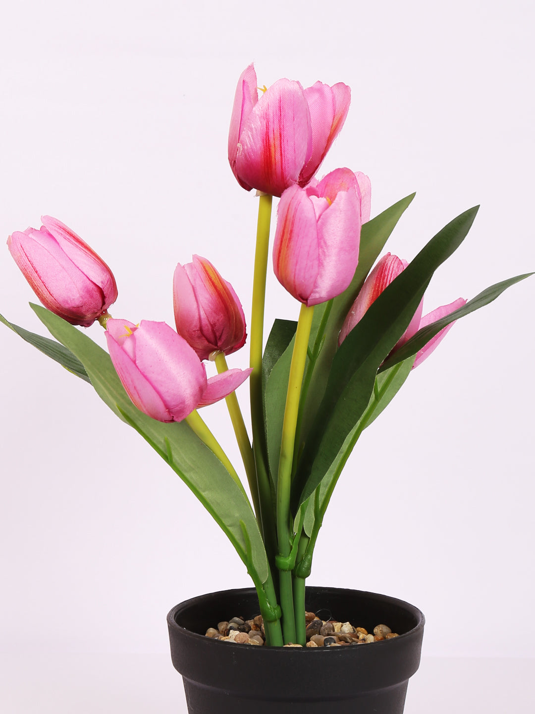Premium artificial tulip flower potted bonsai plant with pot 32 cm sun red color for home and office decor for indoor and outdoor use 