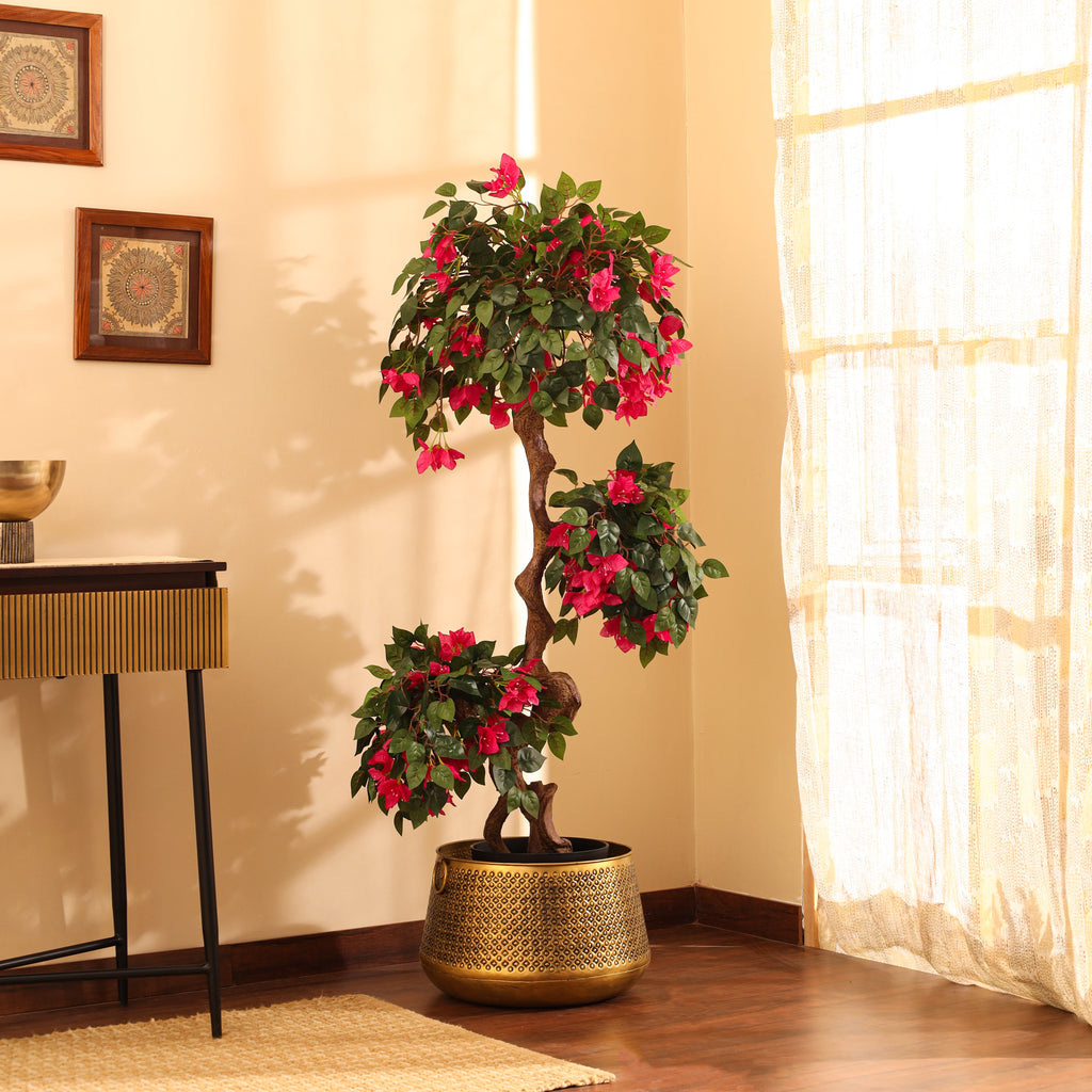 artificial bougainvillea flower plant with pot 5 feet for home and office decor 