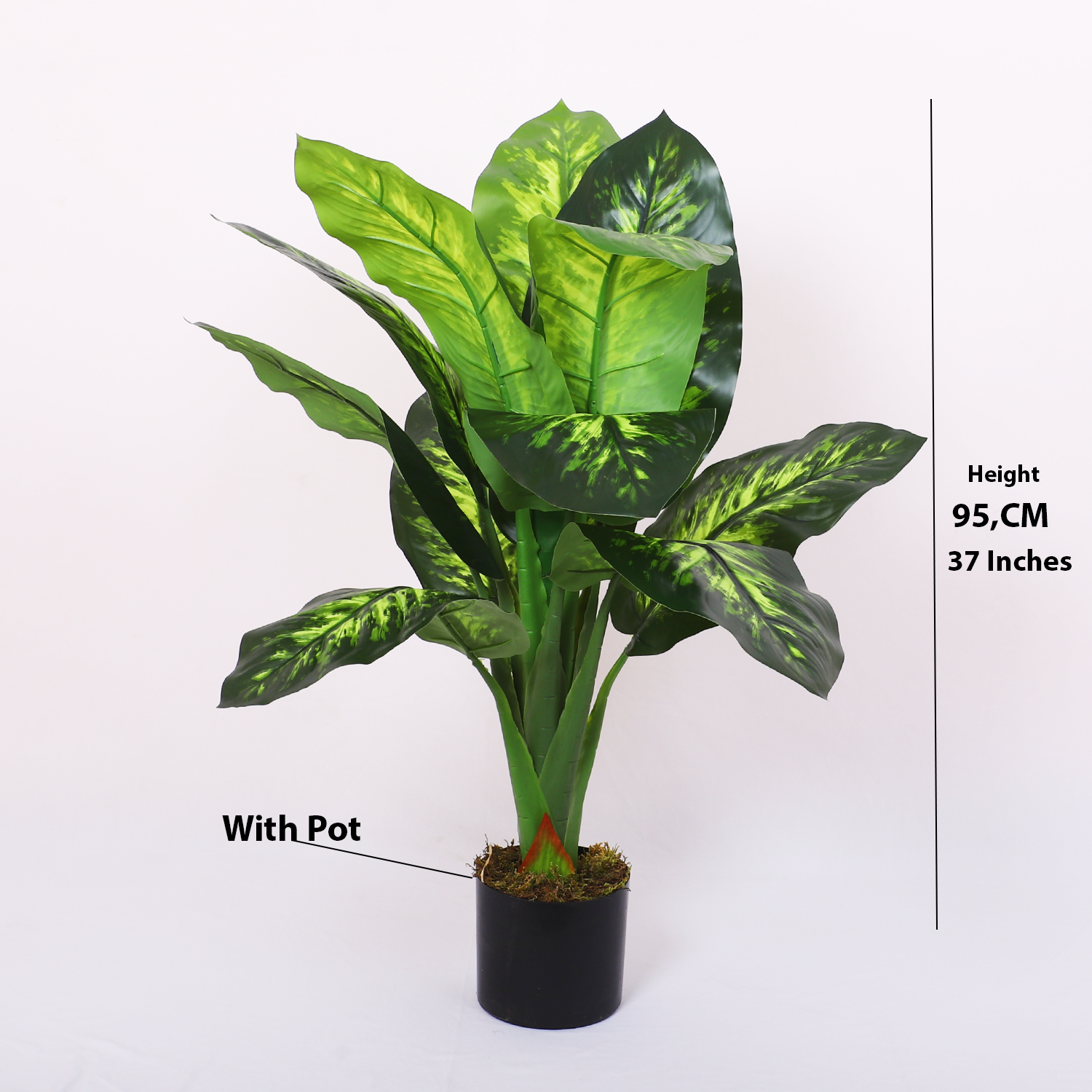 artificial dieffenbachia plant with pot 3 feet for home and office decor 