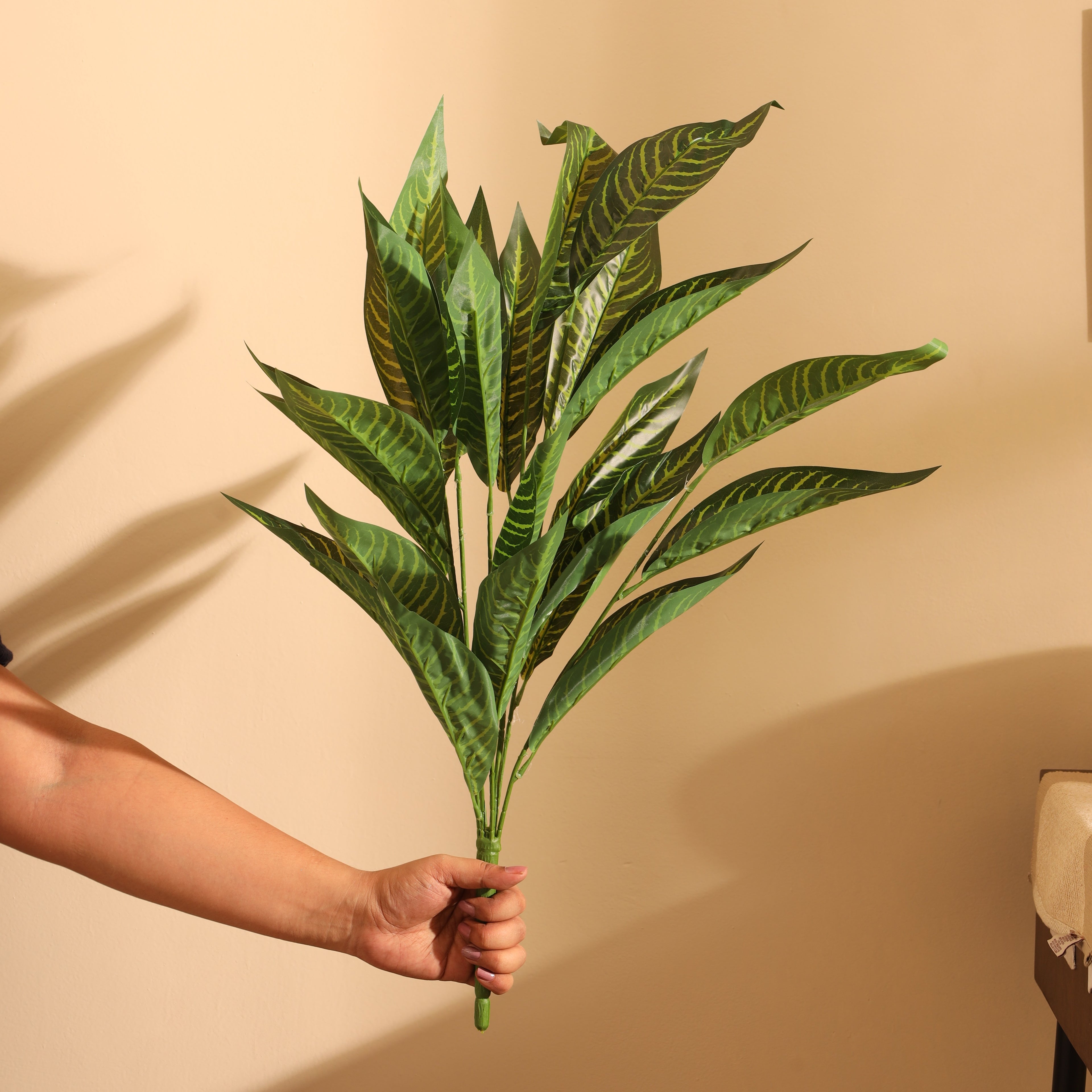 artificial green croton plant without pot 2 feet set of 2 for home and office decor 