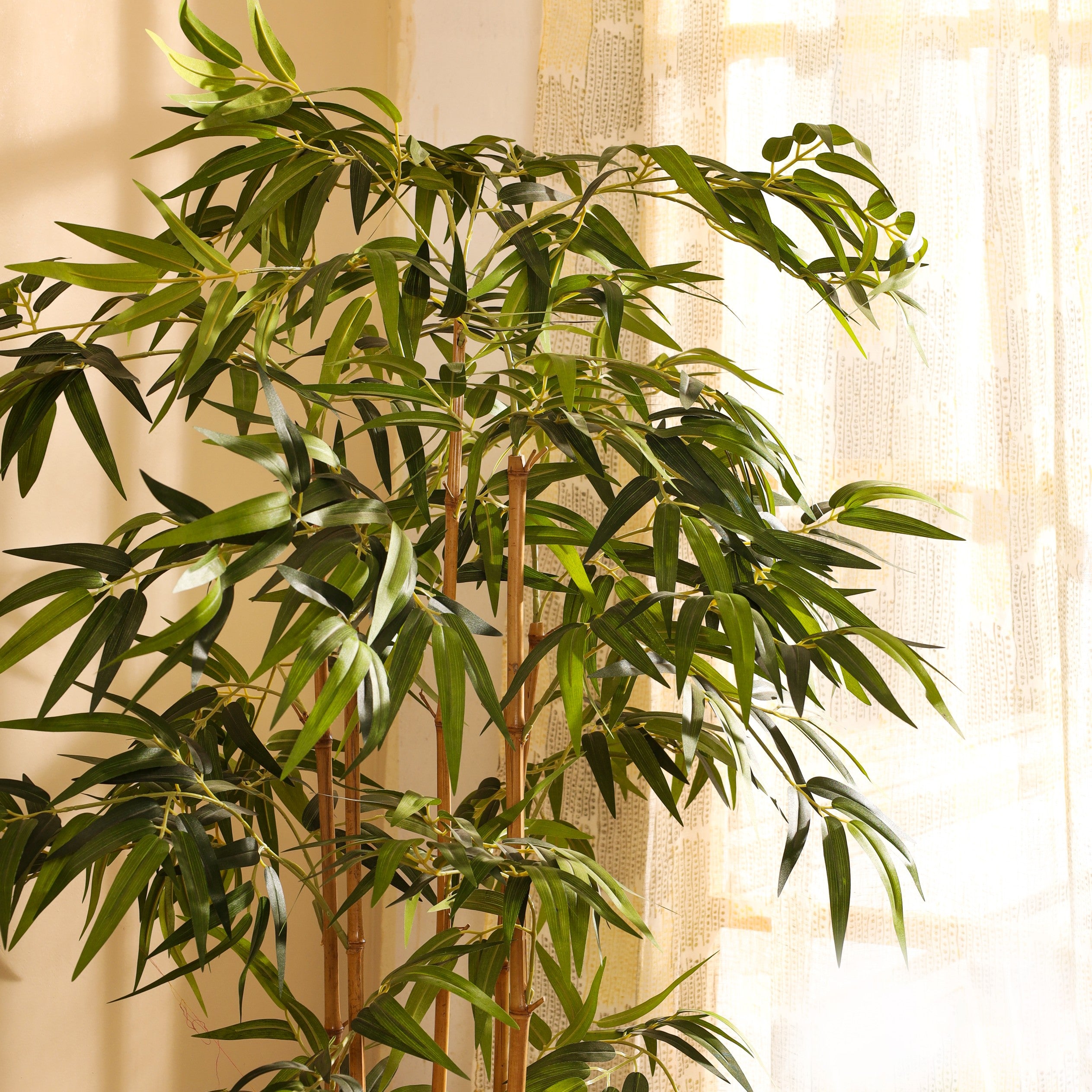 artificial luxe bamboo plant with black pot 5 feet for home and office decor for indoor and outdoor use