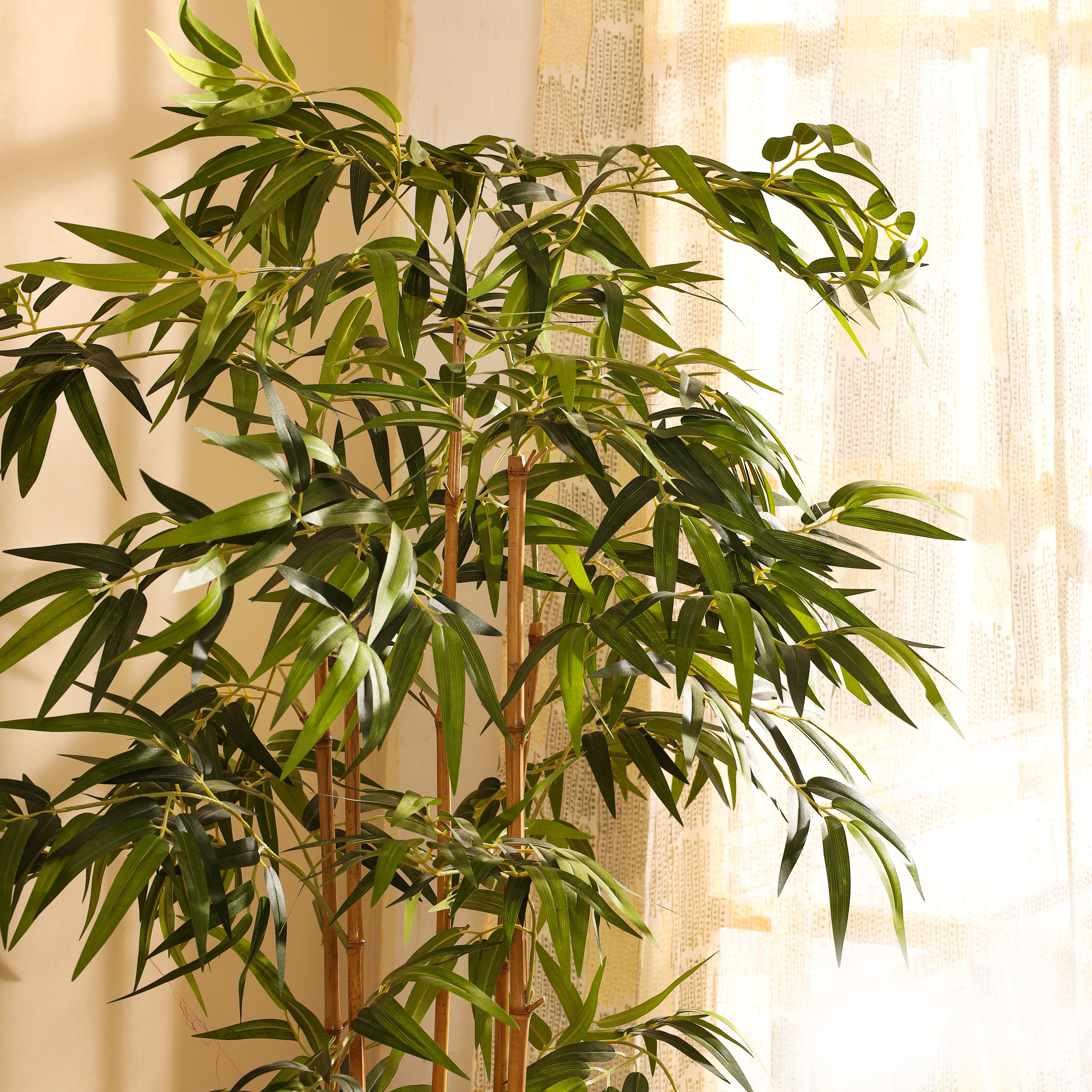 artificial luxe bamboo plant with black pot 6 feet for home and office decor for indoor and outdoor use