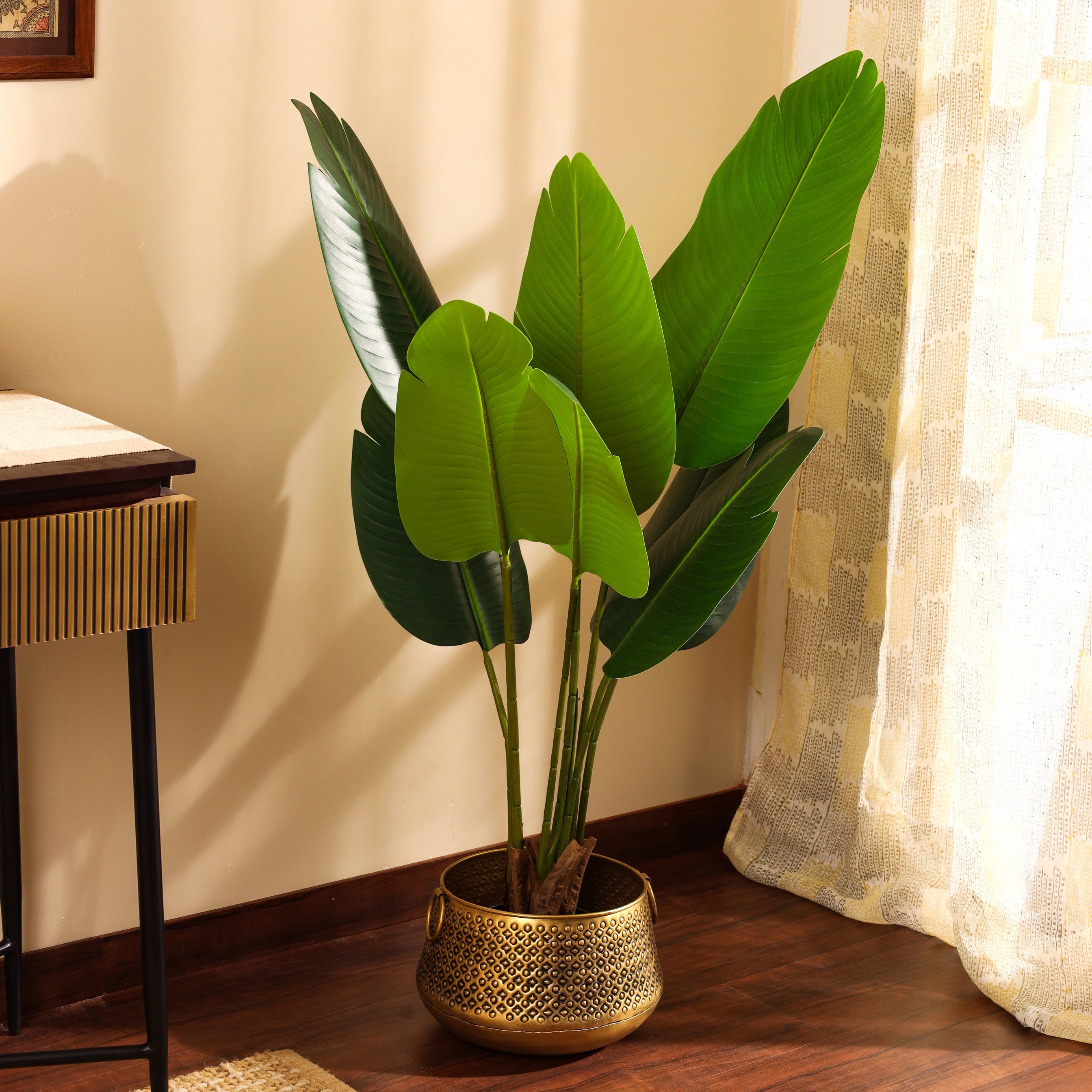 artificial luxe banana plant with black pot 4 feet for home and office decor for indoor and outdoor use