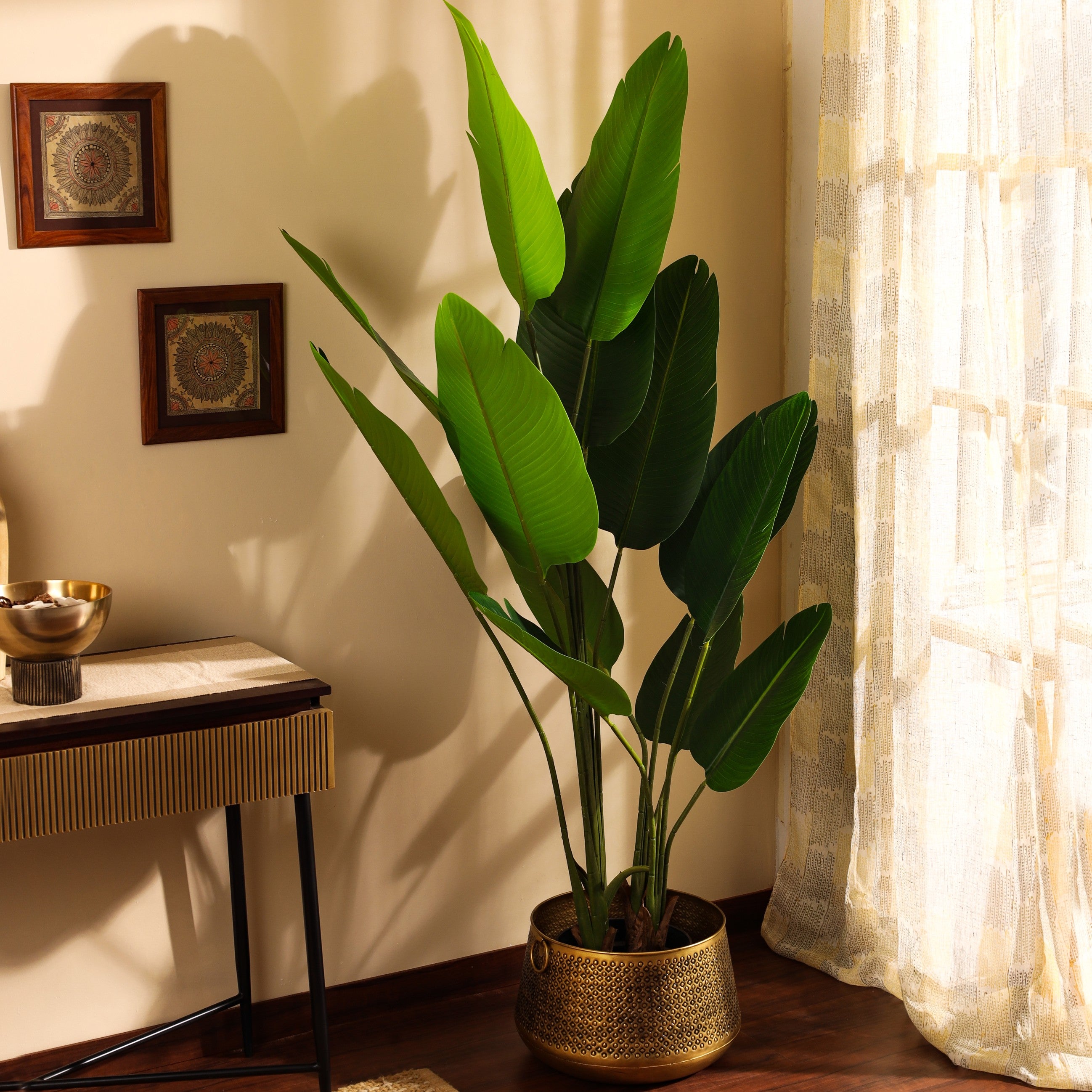 artificial luxe banana plant with black pot 6 feet for home and office decor for indoor and outdoor use