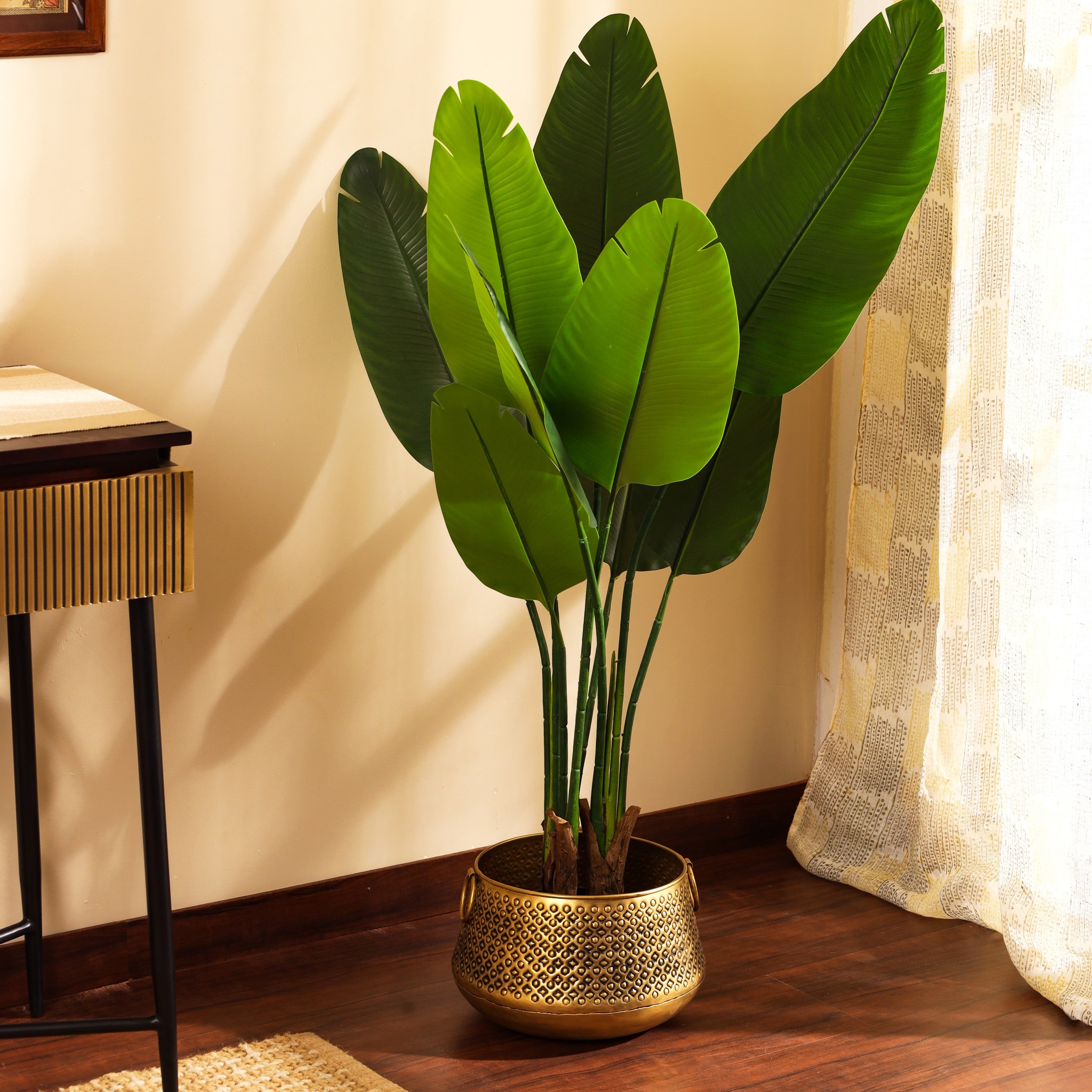 artificial luxe banana plant with pot 4 feet for home and office decor for indoor and outdoor use