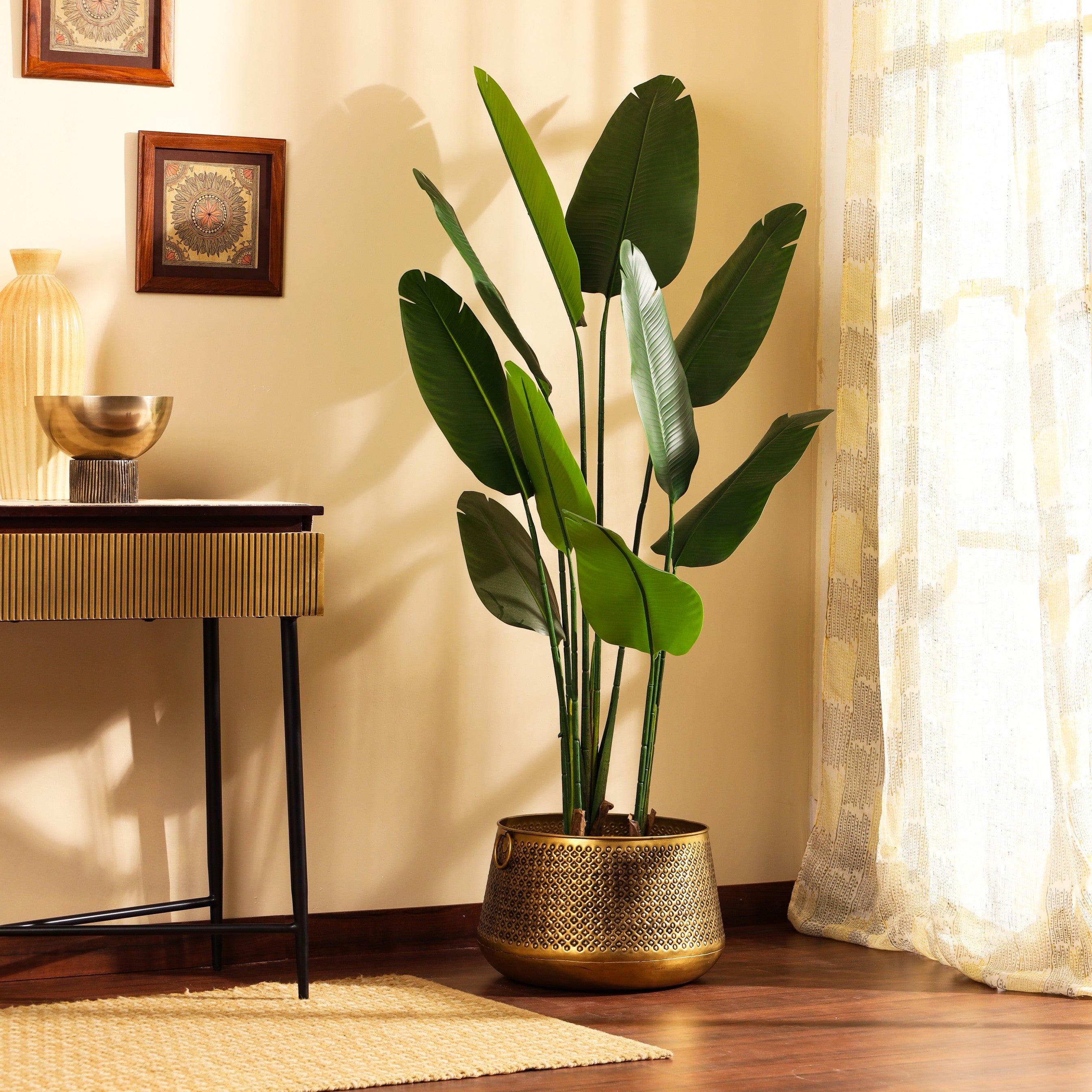 artificial luxe banana plant with pot 5 feet for home and office decor for indoor and outdoor use