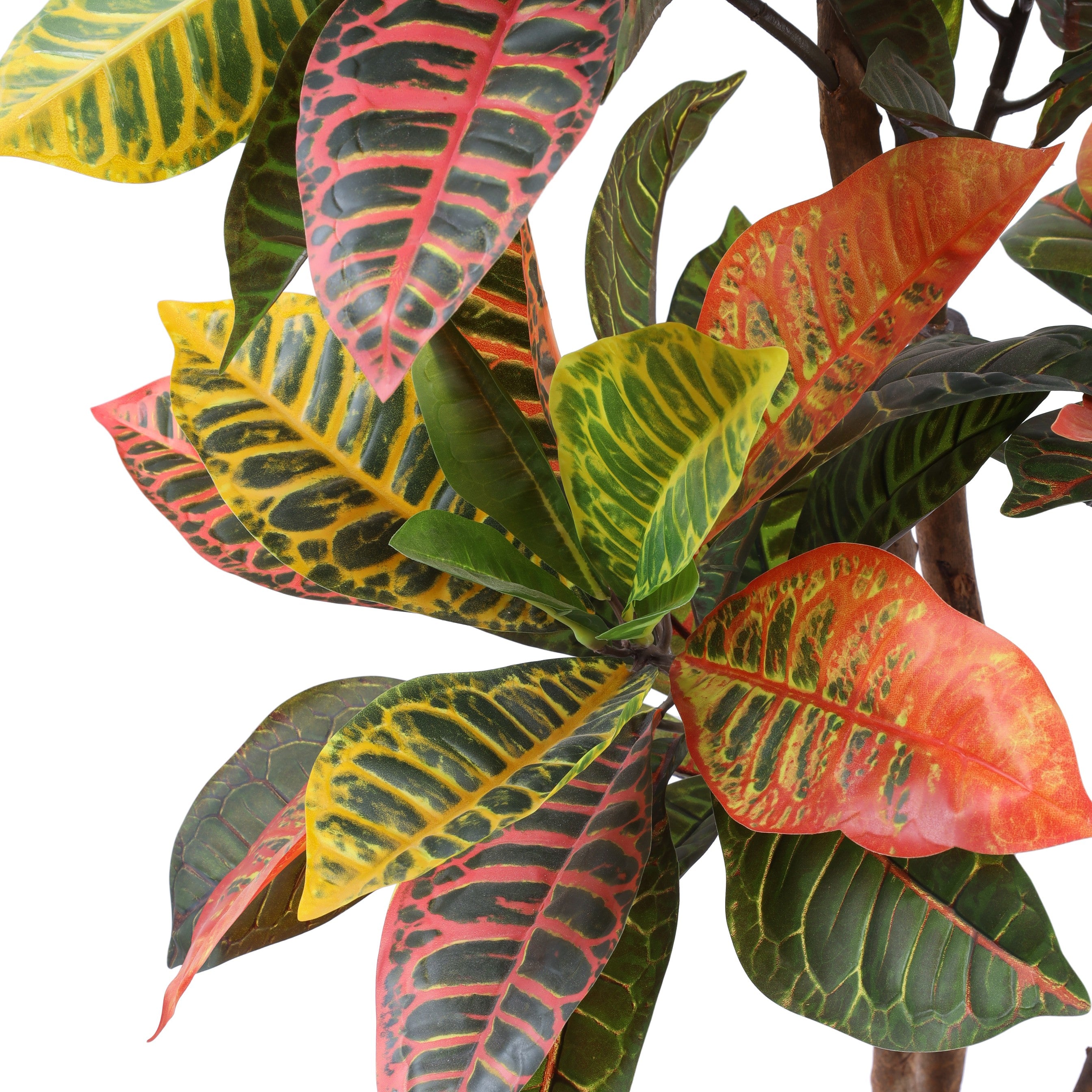 artificial luxe croton plant with black pot 4 feet for home and office decor for indoor and outdoor use
