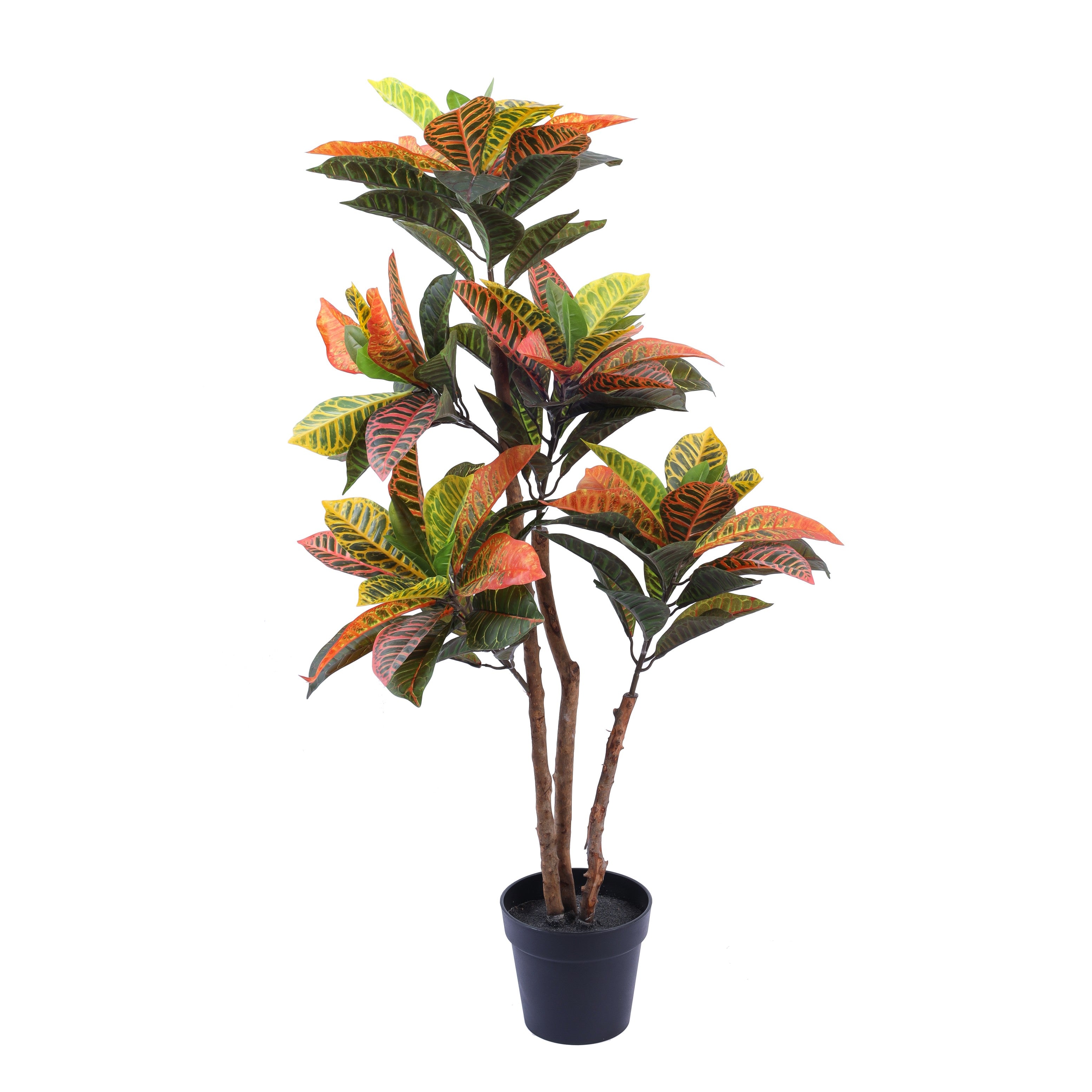 artificial luxe croton plant with black pot 4 feet for home and office decor for indoor and outdoor use