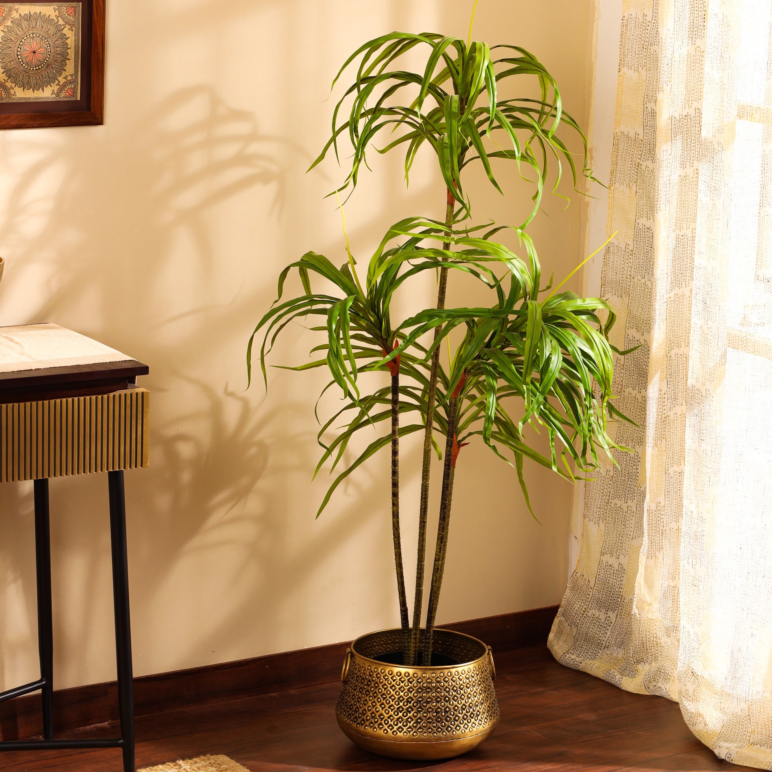 artificial luxe dracaena plant with black pot 4 feet for home and office decor for indoor and outdoor use