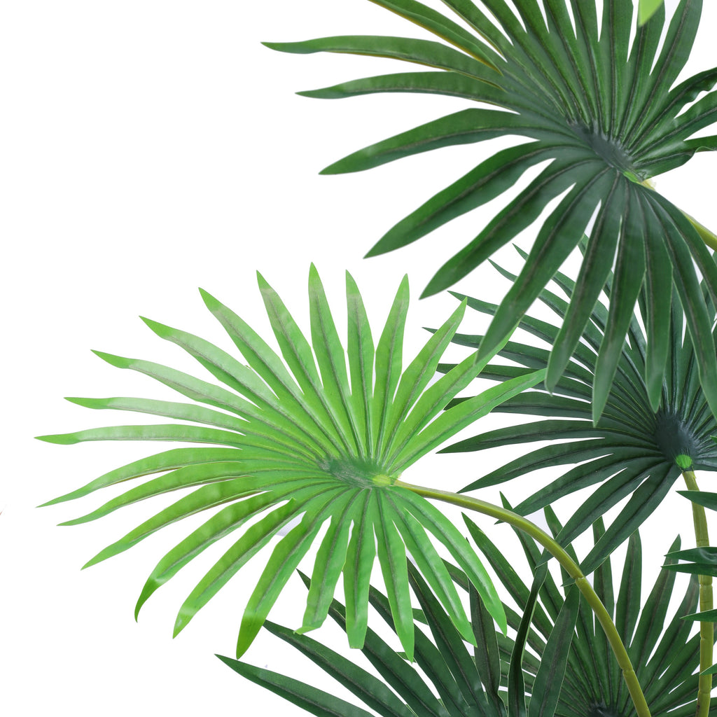 artificial luxe fan palm plant with black pot 4 feet for home and office decor for indoor and outdoor use