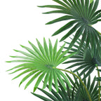 artificial luxe fan palm plant with black pot 4 feet for home and office decor for indoor and outdoor use