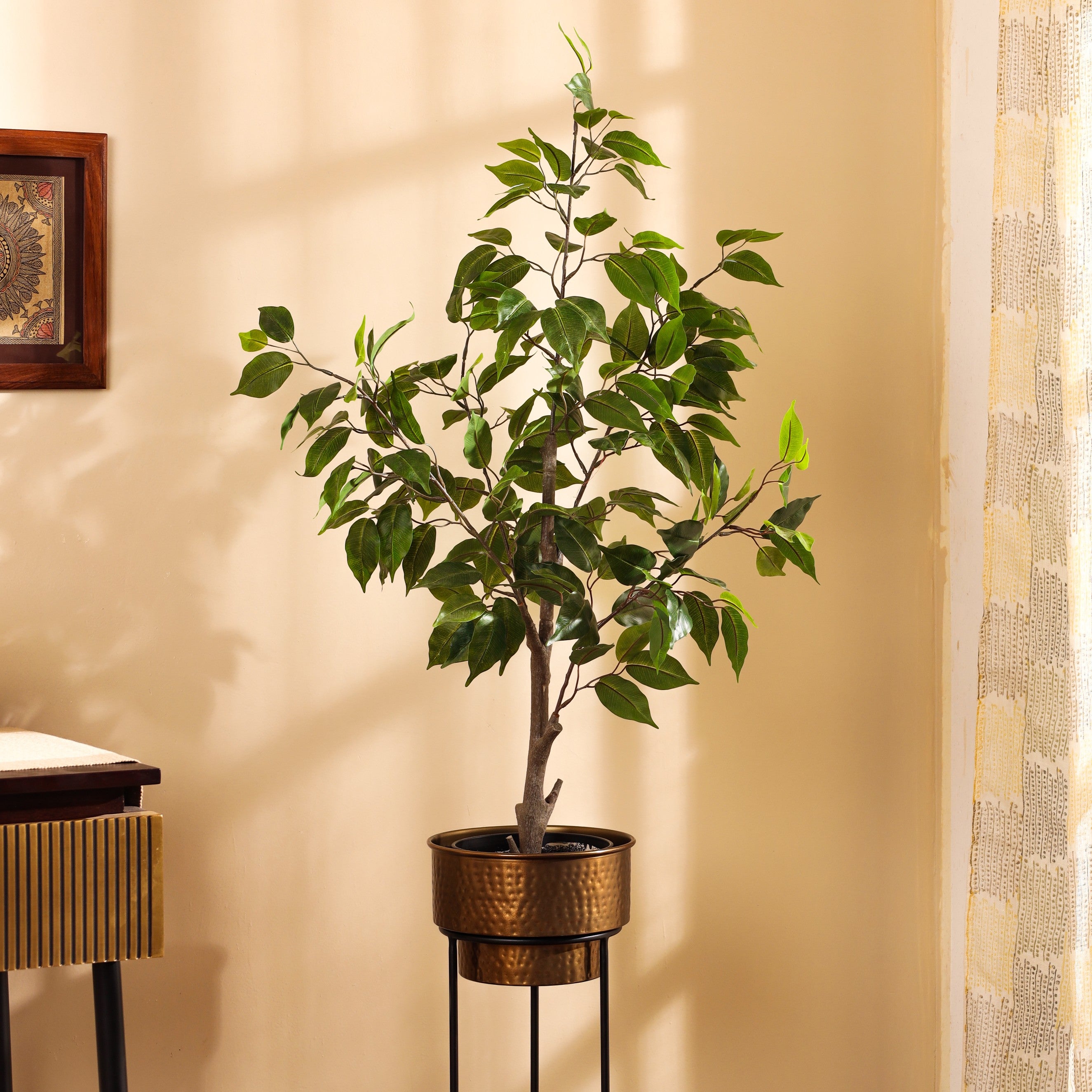 artificial luxe ficus plant with black pot 3 feet for home and office decor for indoor and outdoor use