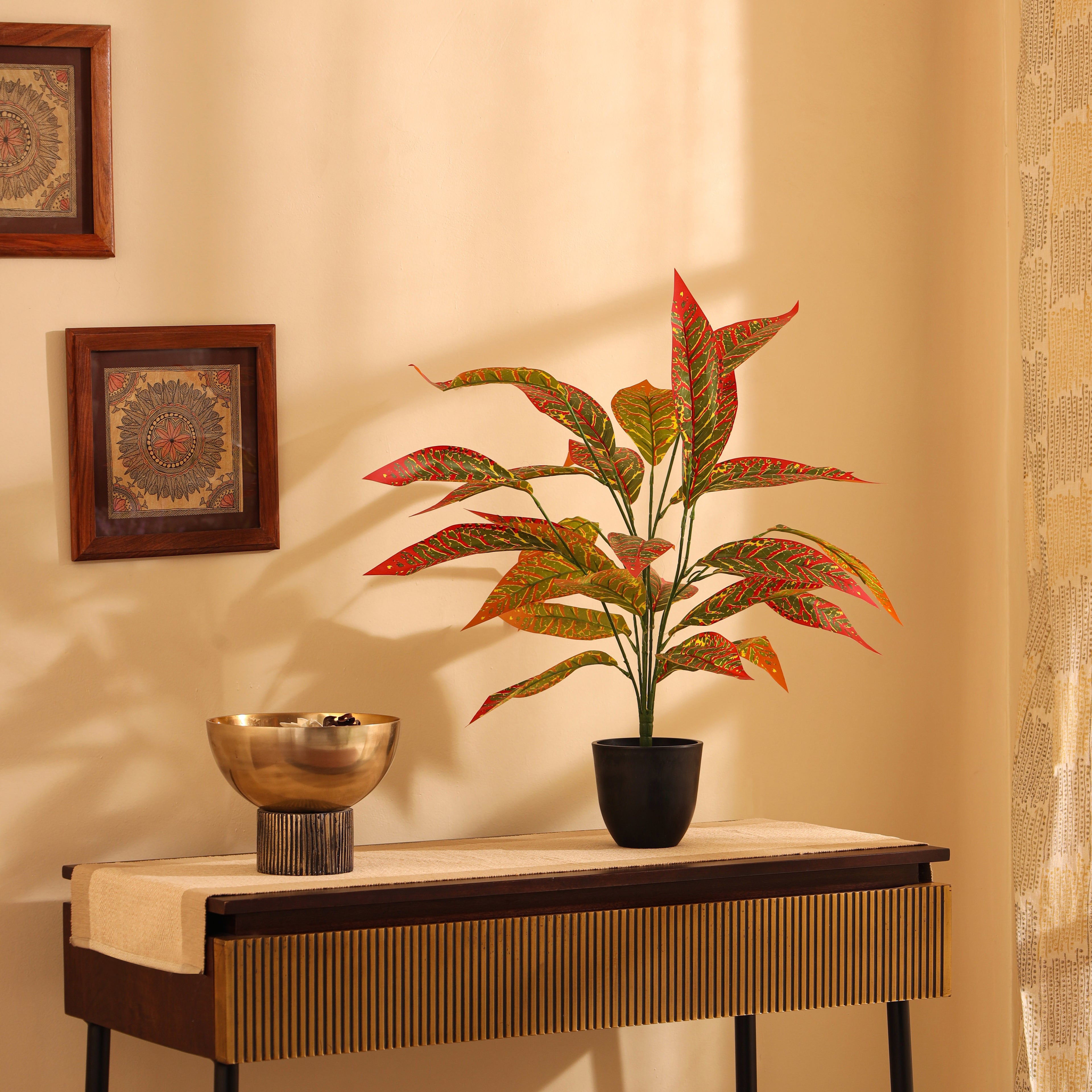 artificial multicolor croton plant without pot 2 feet set of 2 for home and office decor 
