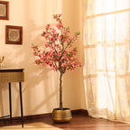 artificial pink japanese cherry blossom flower plant with pot 5 feet for home and office decor