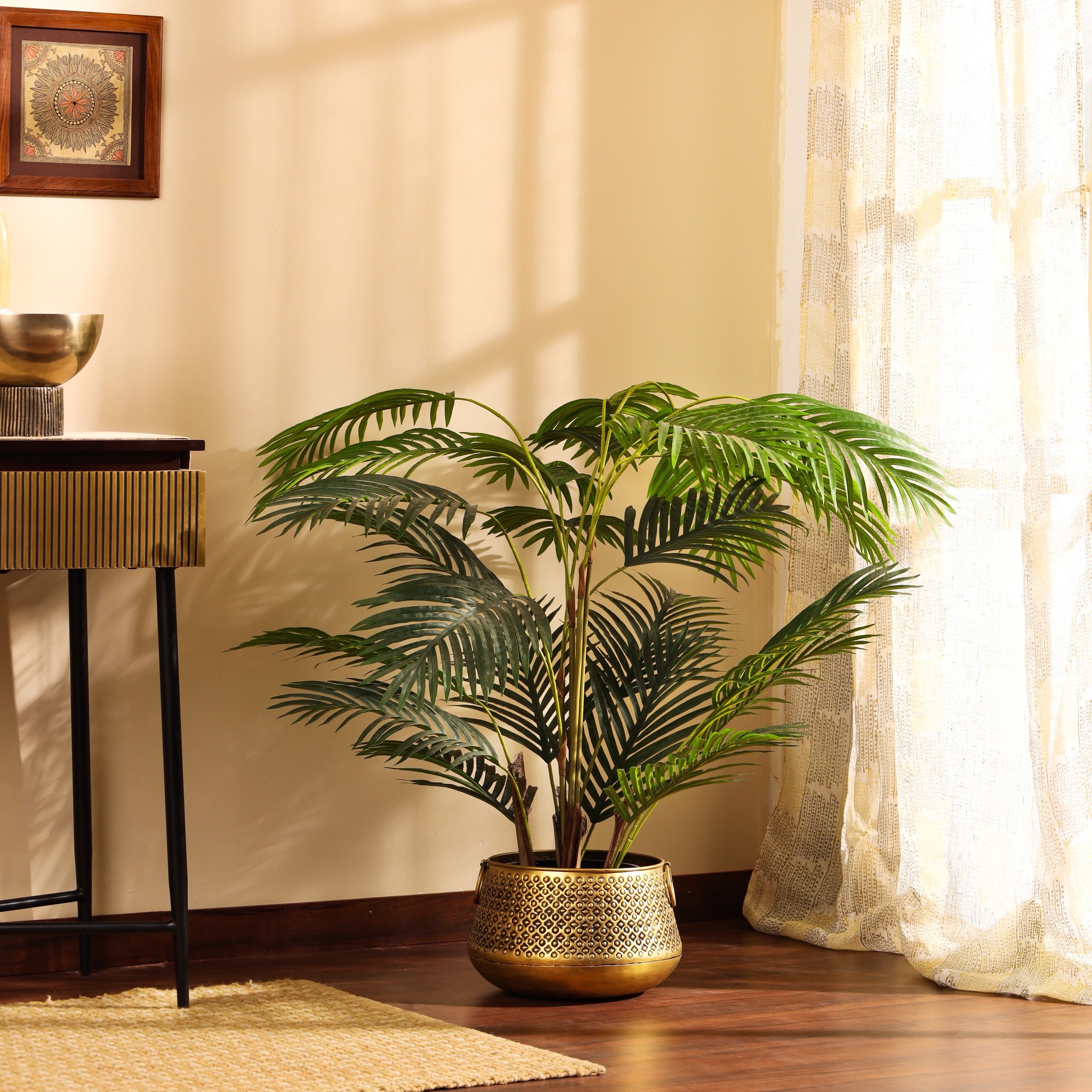 artificial premium areca palm plant with black pot 4 feet for home and office decor for indoor and outdoor use