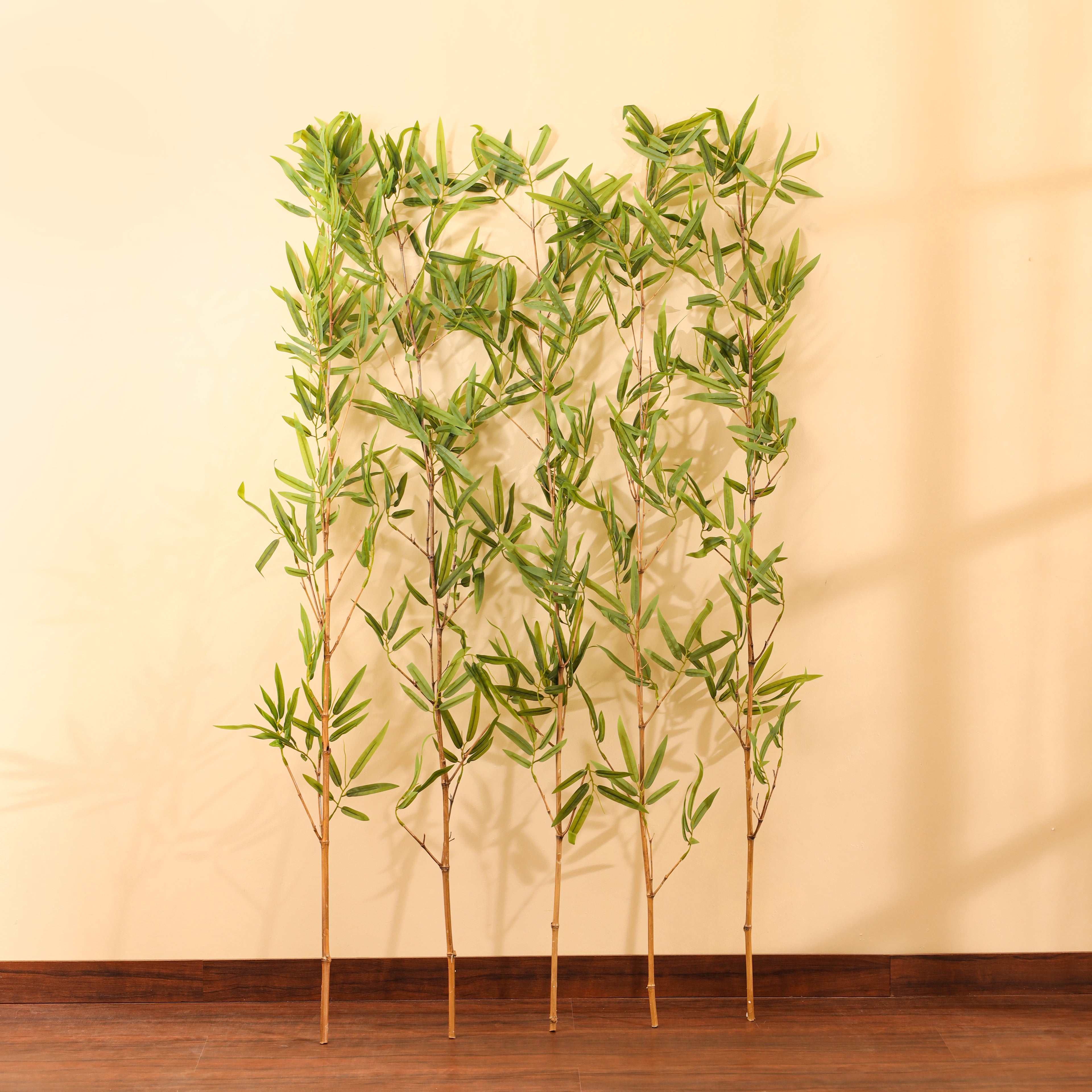 artificial premium bamboo set of 5 sticks plant without pot 5 feet for home and office decor for indoor and outdoor use 