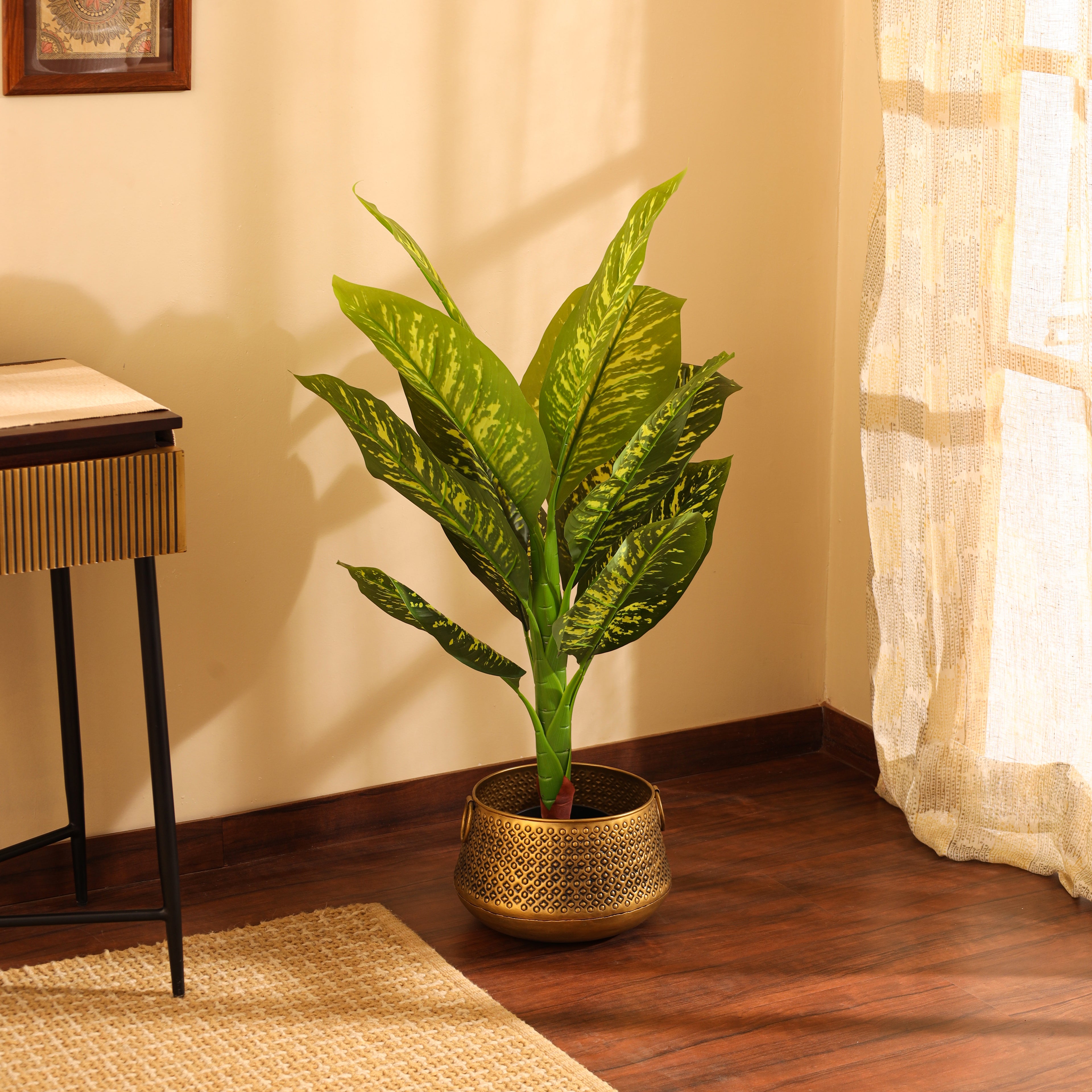 artificial premium dieffenbachia plant with pot 3 feet for home and office decor for indoor and outdoor use 