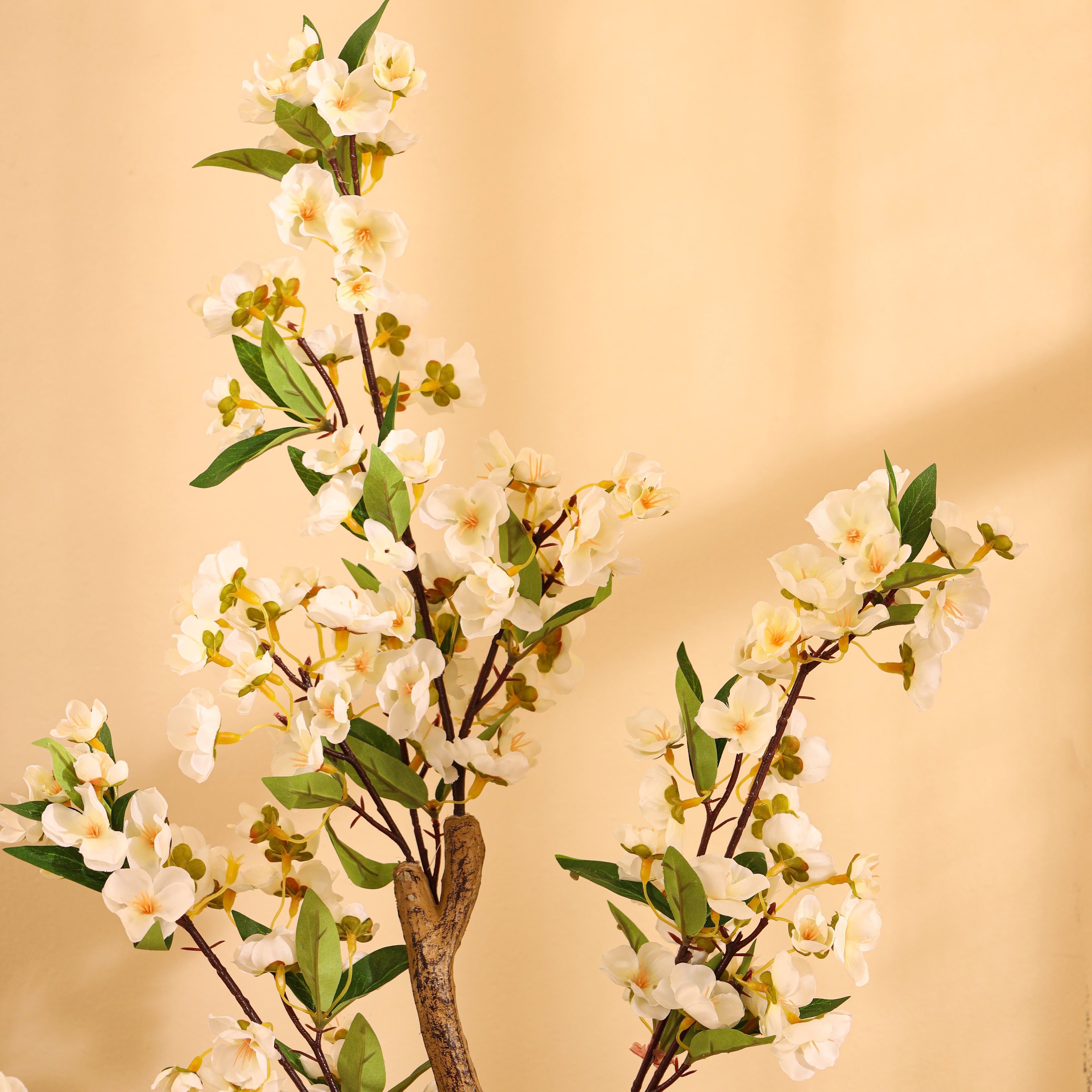 artificial premium japanese white cherry blossom flower plant with pot 4 feet for home and office decor 