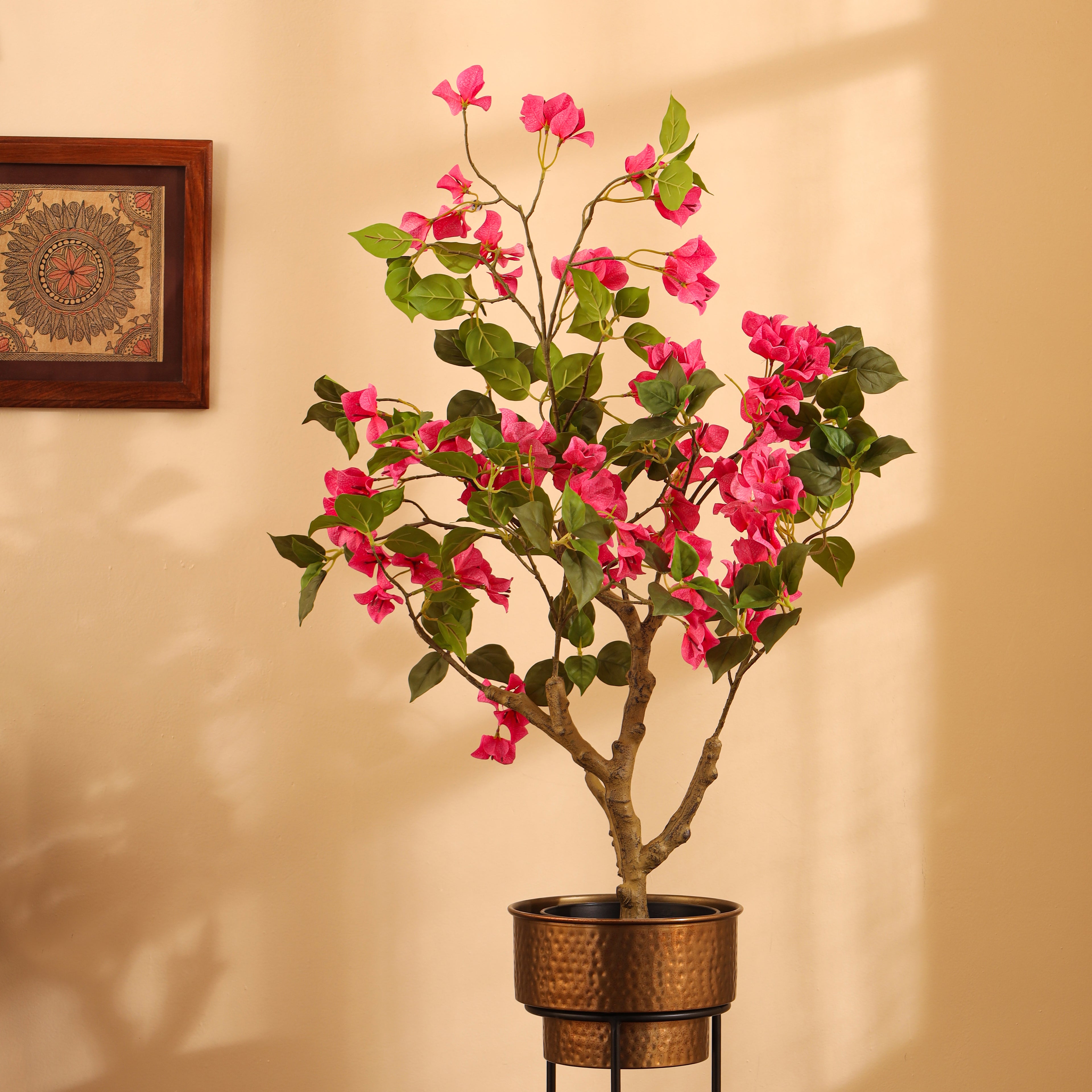 artificial premium pink bougainvillea flower plant with pot 3 feet for home and office decor for indoor and outdoor use