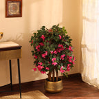 artificial premium pink bougainvillea flower plant with pot 4 feet for home and office decor for indoor and outdoor use 