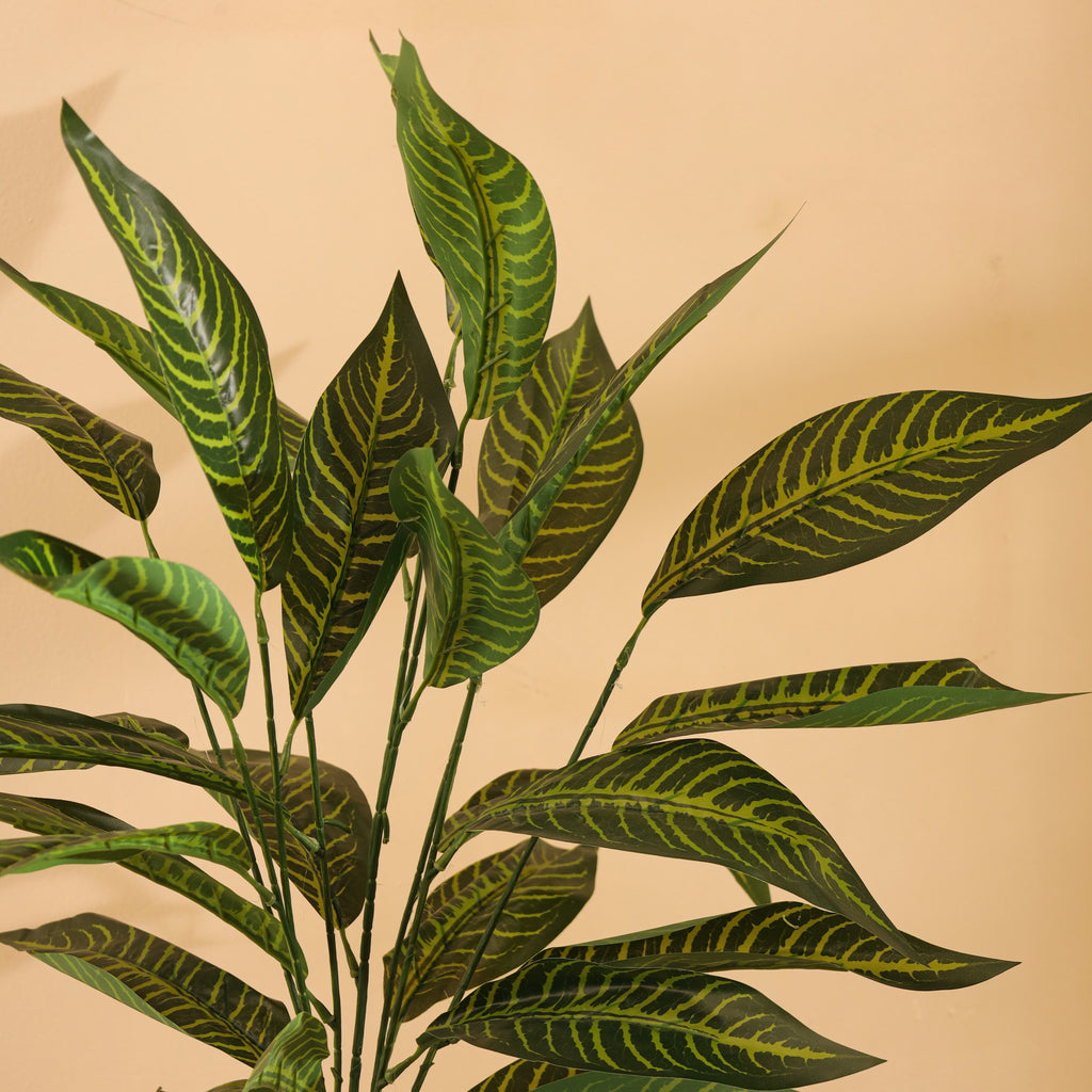 artificial premium potted green croton plant with pot 2 feet for home and office decor for indoor and outdoor use 