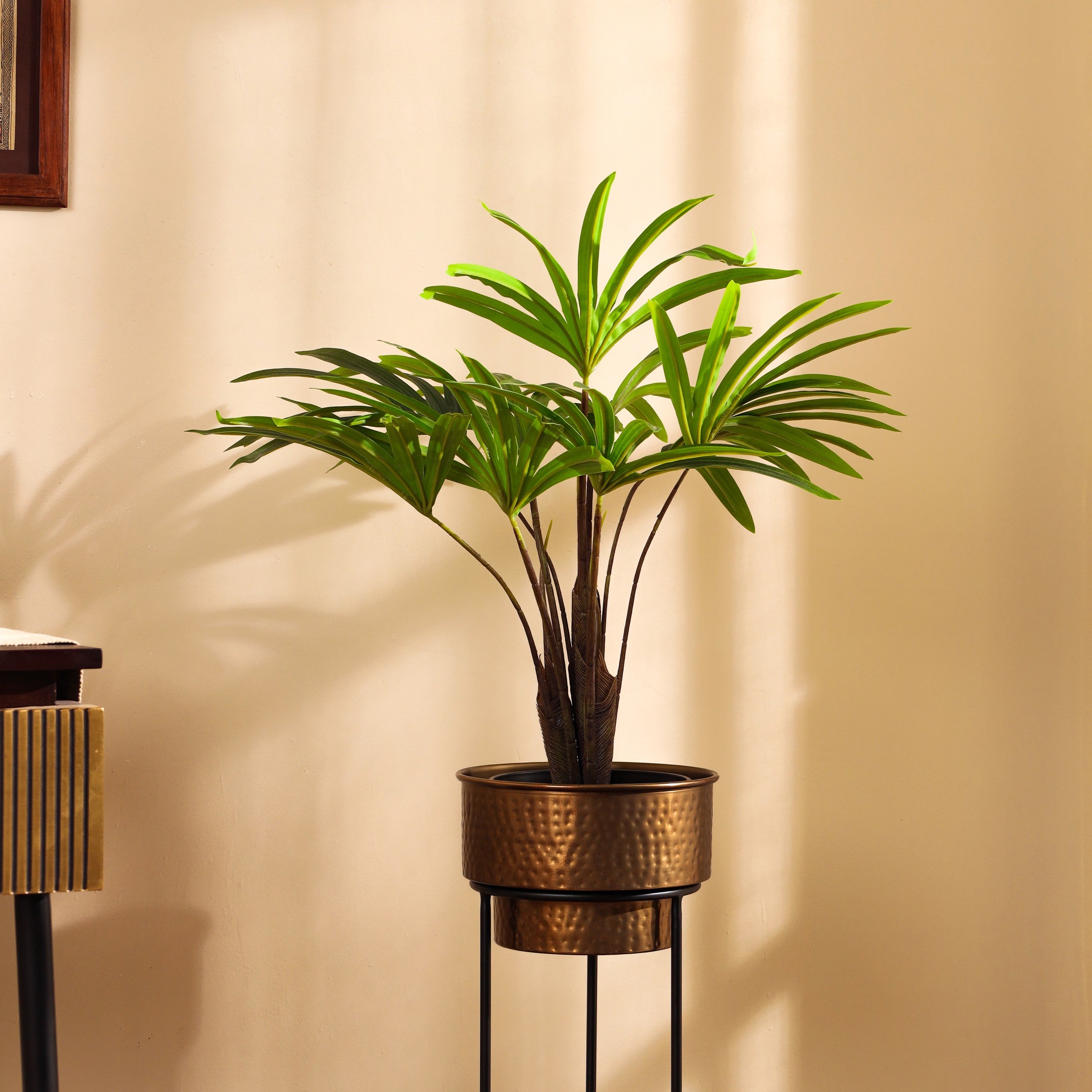 artificial premium rhapis palm plant with pot 2 feet for home and office decor for indoor and outdoor use