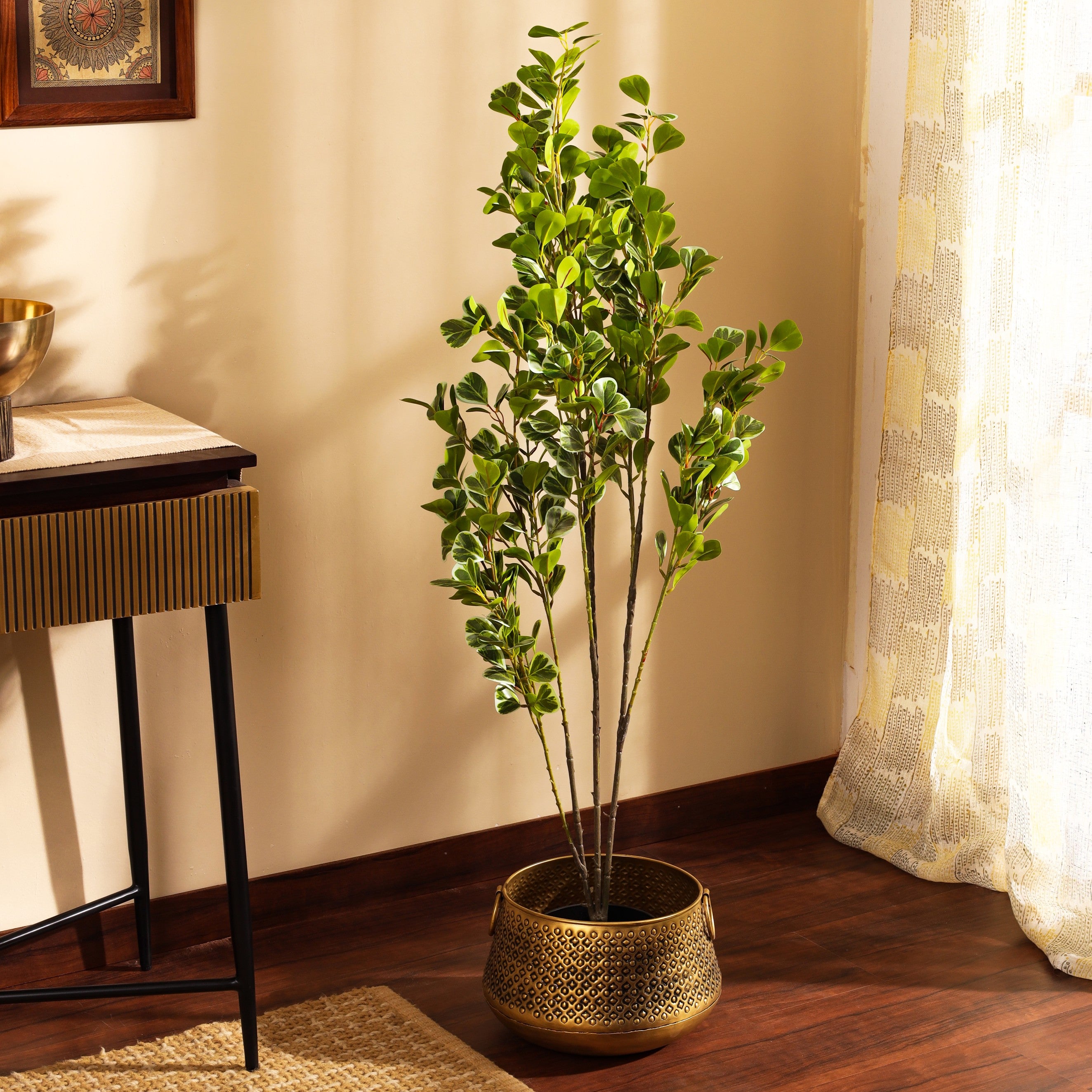 artificial premium schefflera plant with black pot 4 feet for home and office decor for indoor and outdoor use