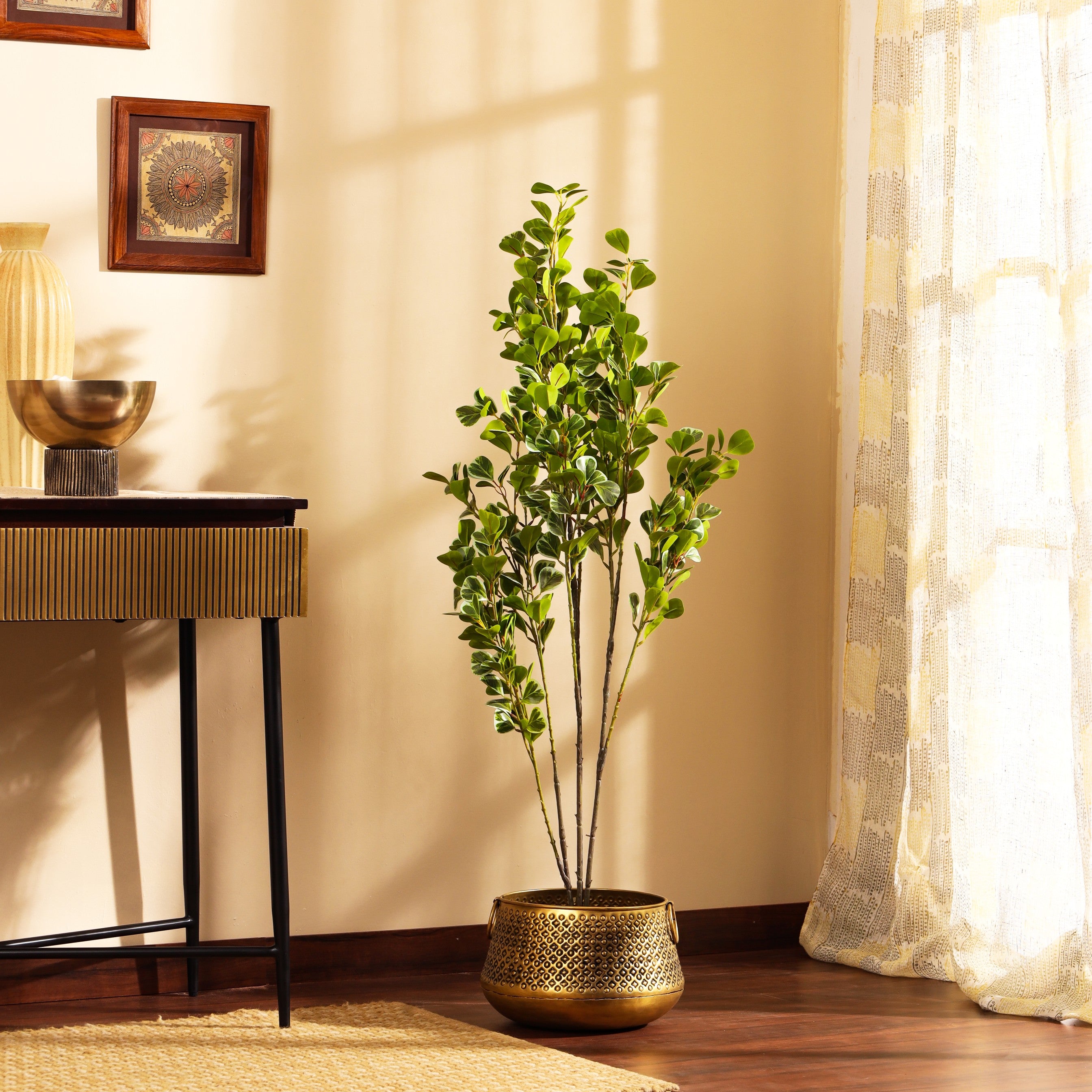 artificial premium schefflera plant with black pot 4 feet for home and office decor for indoor and outdoor use