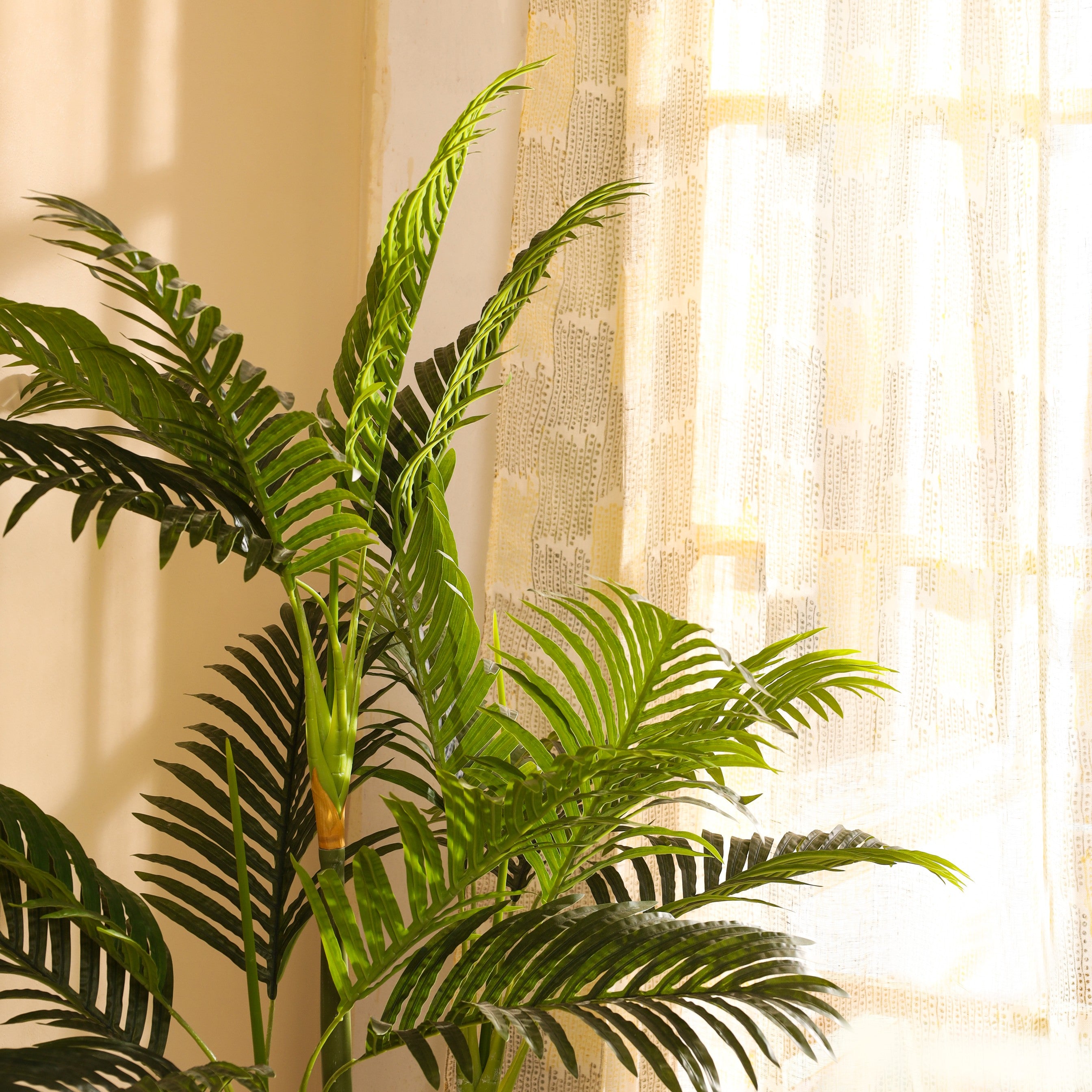 faux luxe areca palm plant with black pot 5 feet for home and office decor for indoor and outdoor use