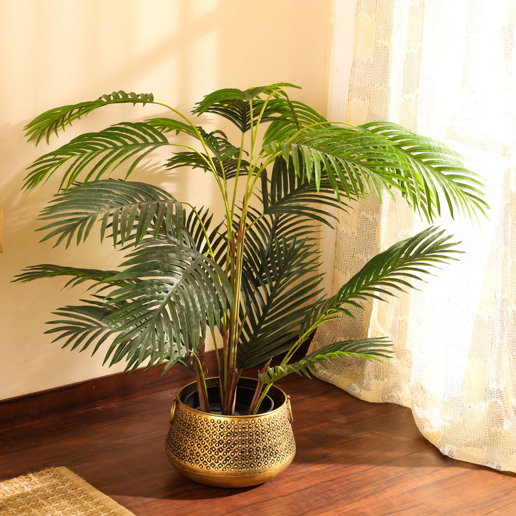artificial premium areca palm plant with black pot 4 feet for home and office decor for indoor and outdoor use