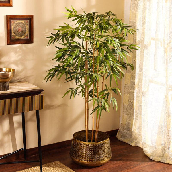 faux premium bamboo plant with pot 5 feet for home and office decor for indoor and outdoor use