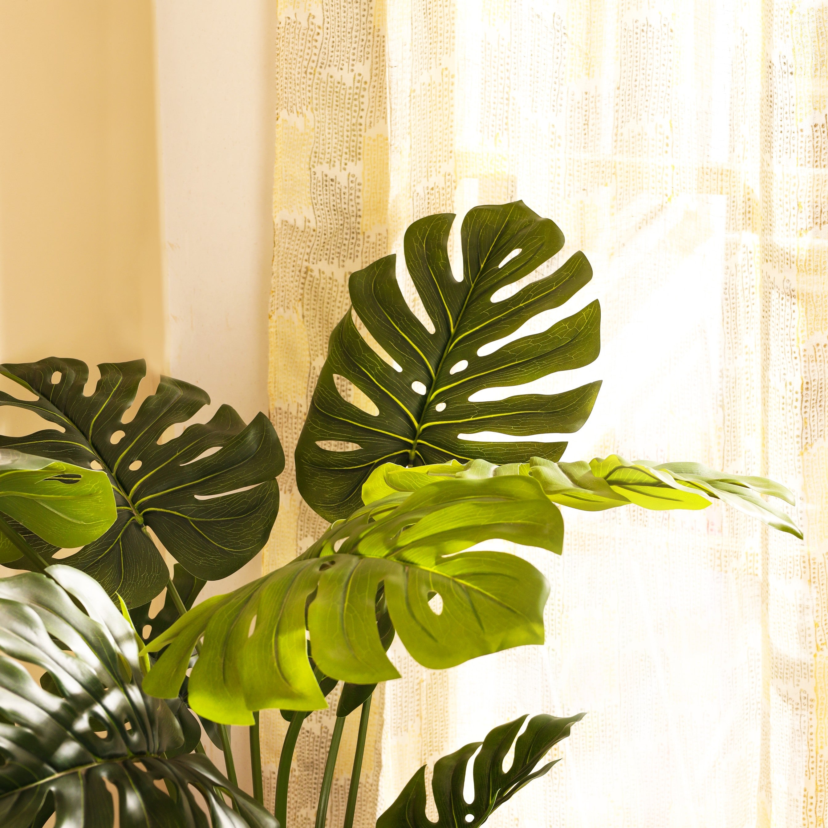 faux premium monstera plant with black pot 4 feet for home and office decor for indoor and outdoor use