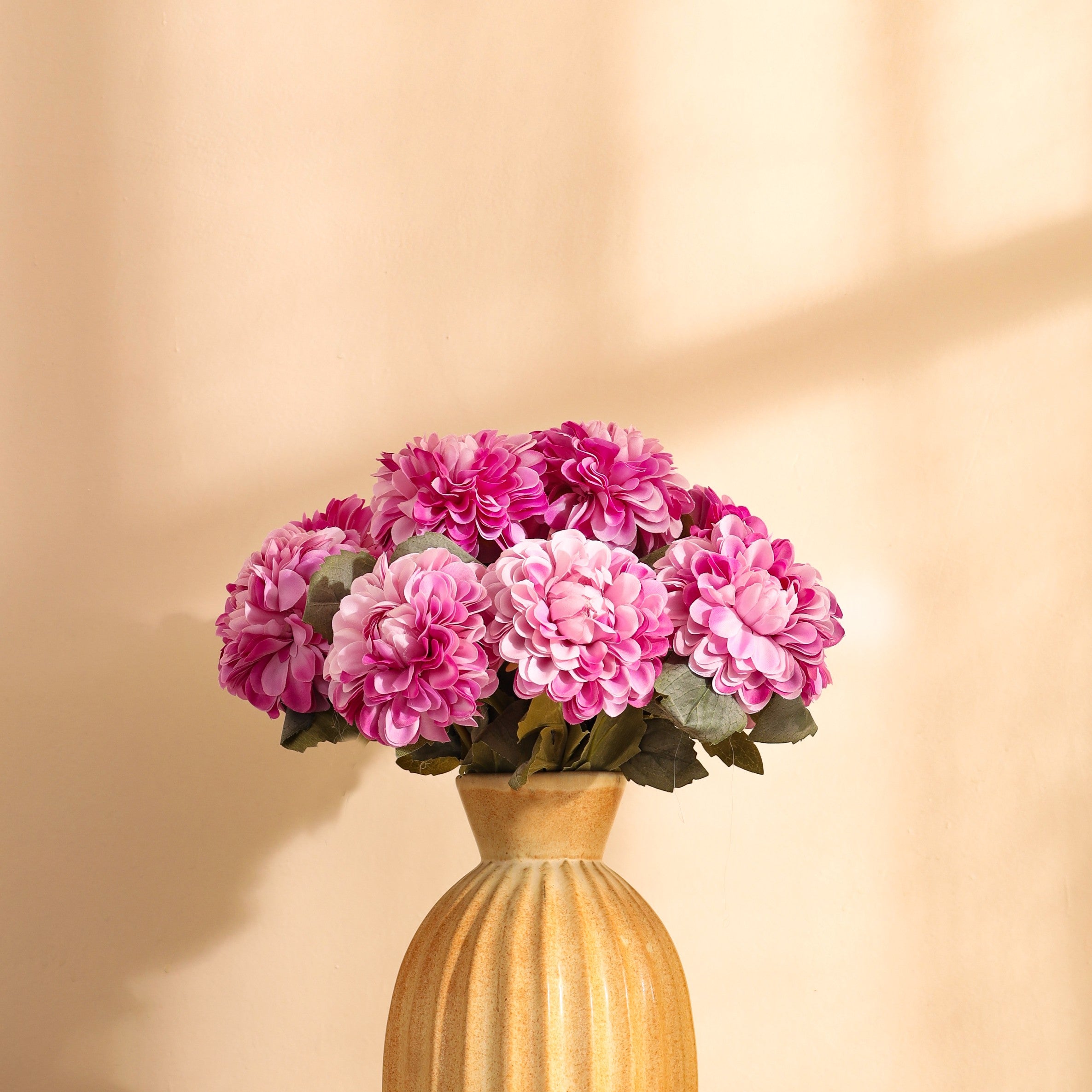 luxe artificial chrysanthemum flower sticks set of 5 sticks pink color 1.5 feet for home and office decor for indoor and outdoor use 