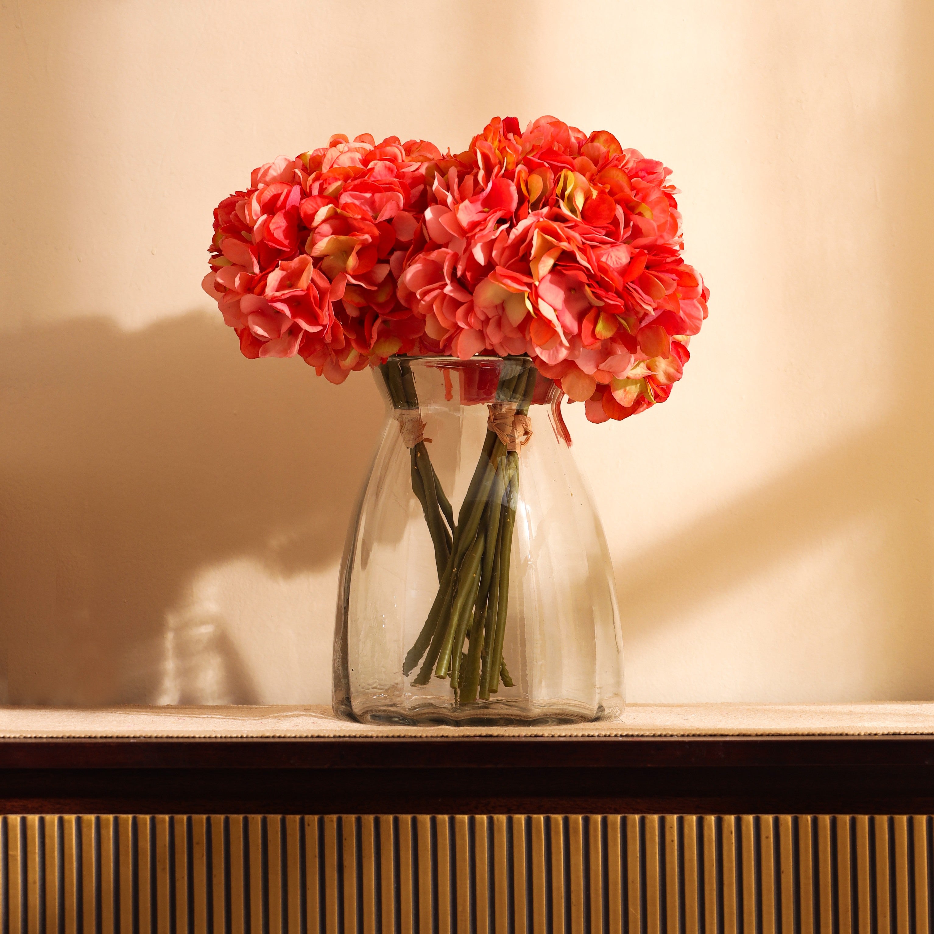 luxe artificial hydrangea flower bouquet pink color 1 foot for home and office decor for indoor and outdoor use 